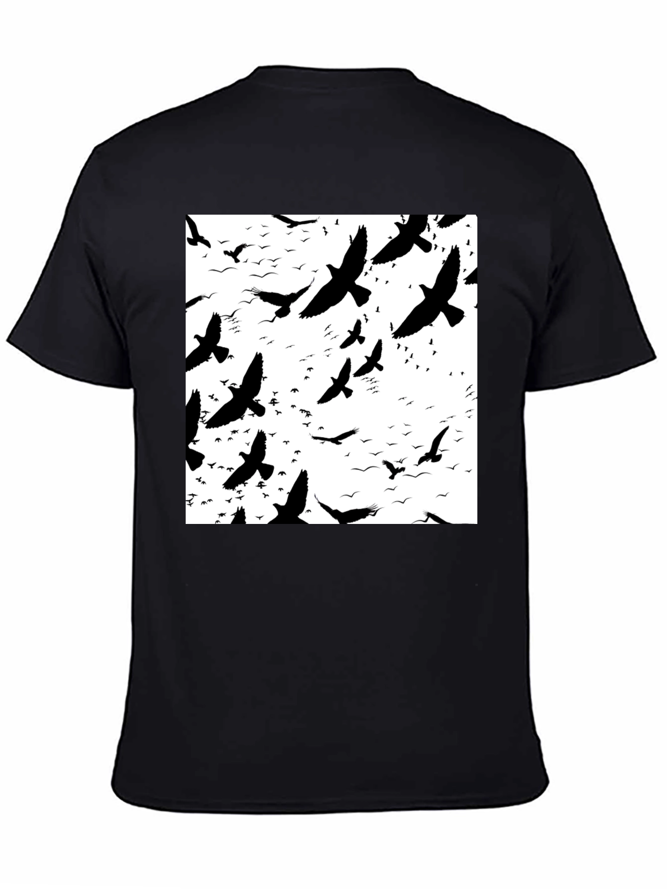 Bird Silhouette Graphic Print Black T-Shirt