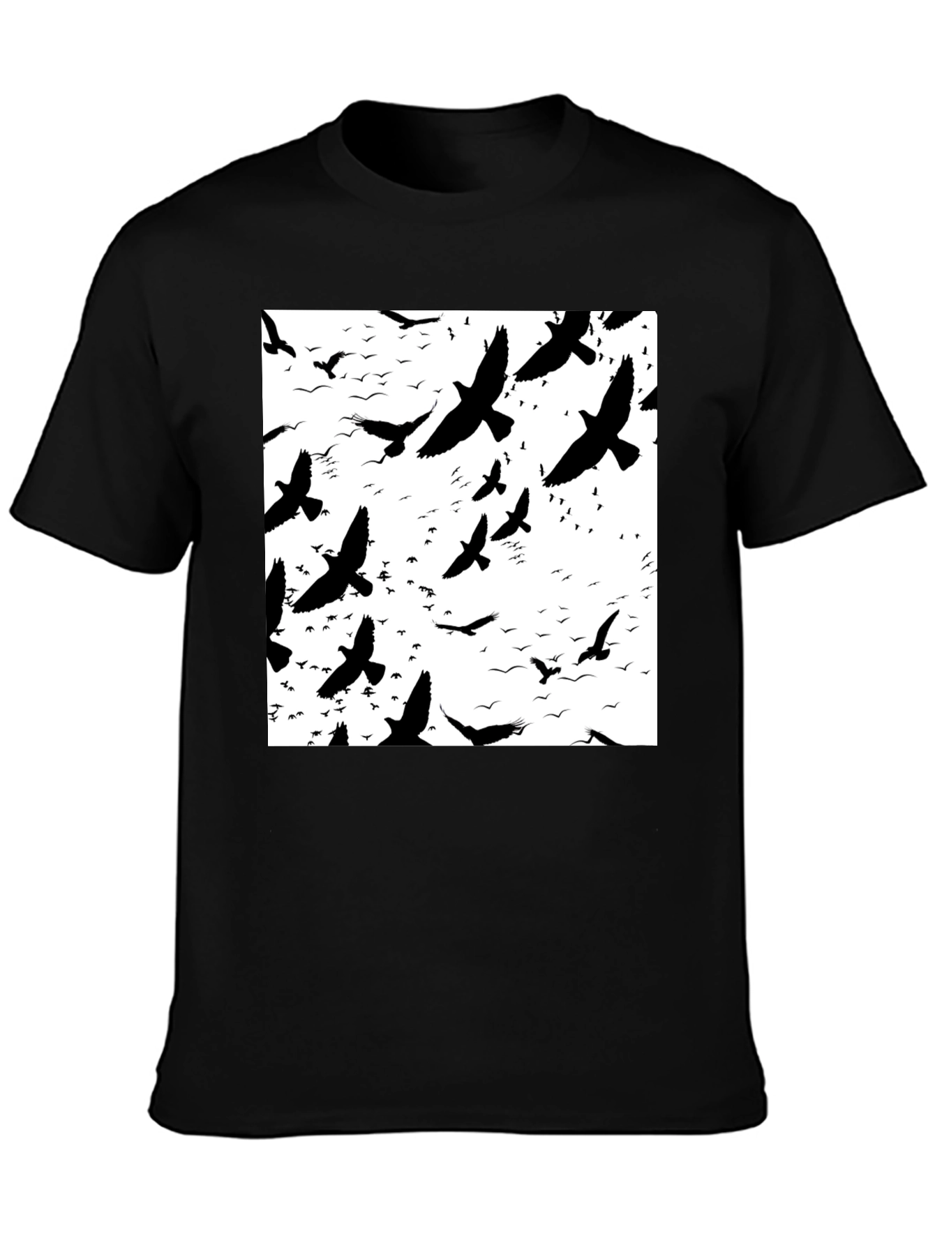 Bird Silhouette Graphic Print Black T-Shirt