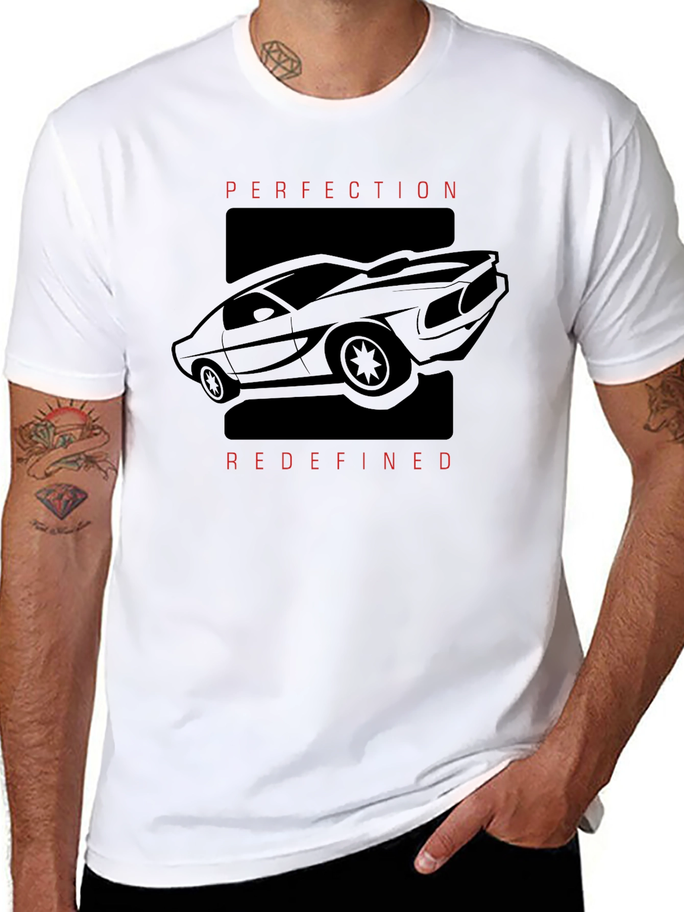 Perfection Redefined Car Graphic Black T-Shirt