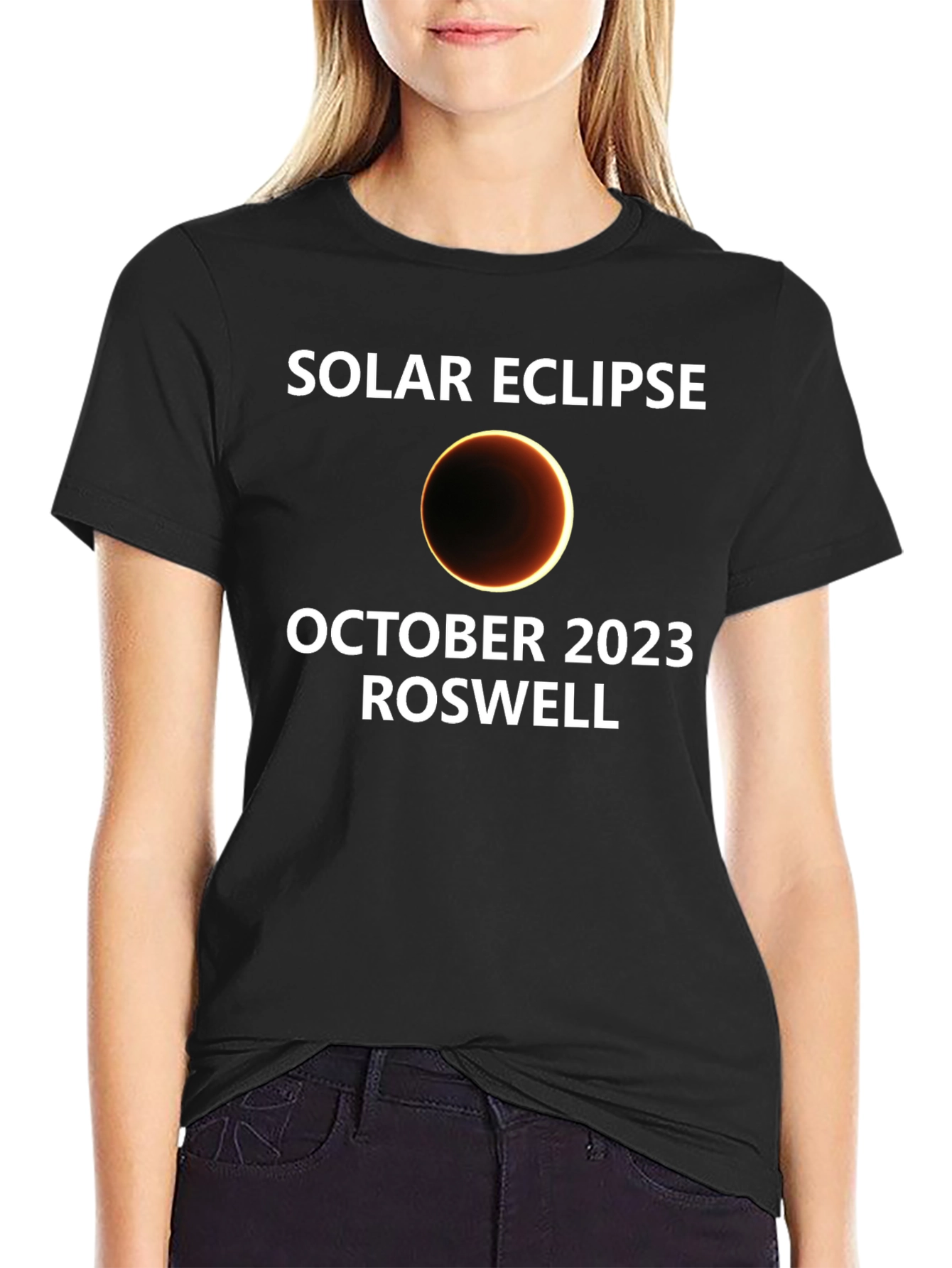 Solar Eclipse Roswell October 2023 Black T-Shirt