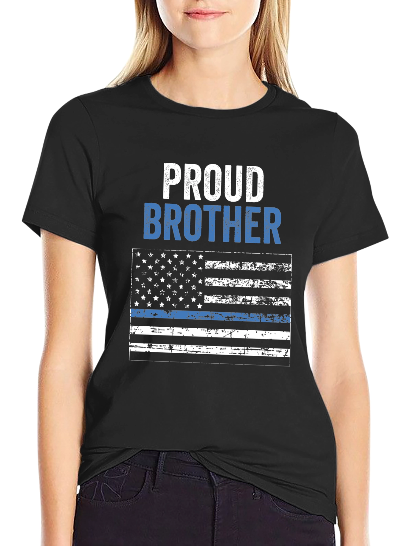 Proud Brother Thin Blue Line Flag T-Shirt