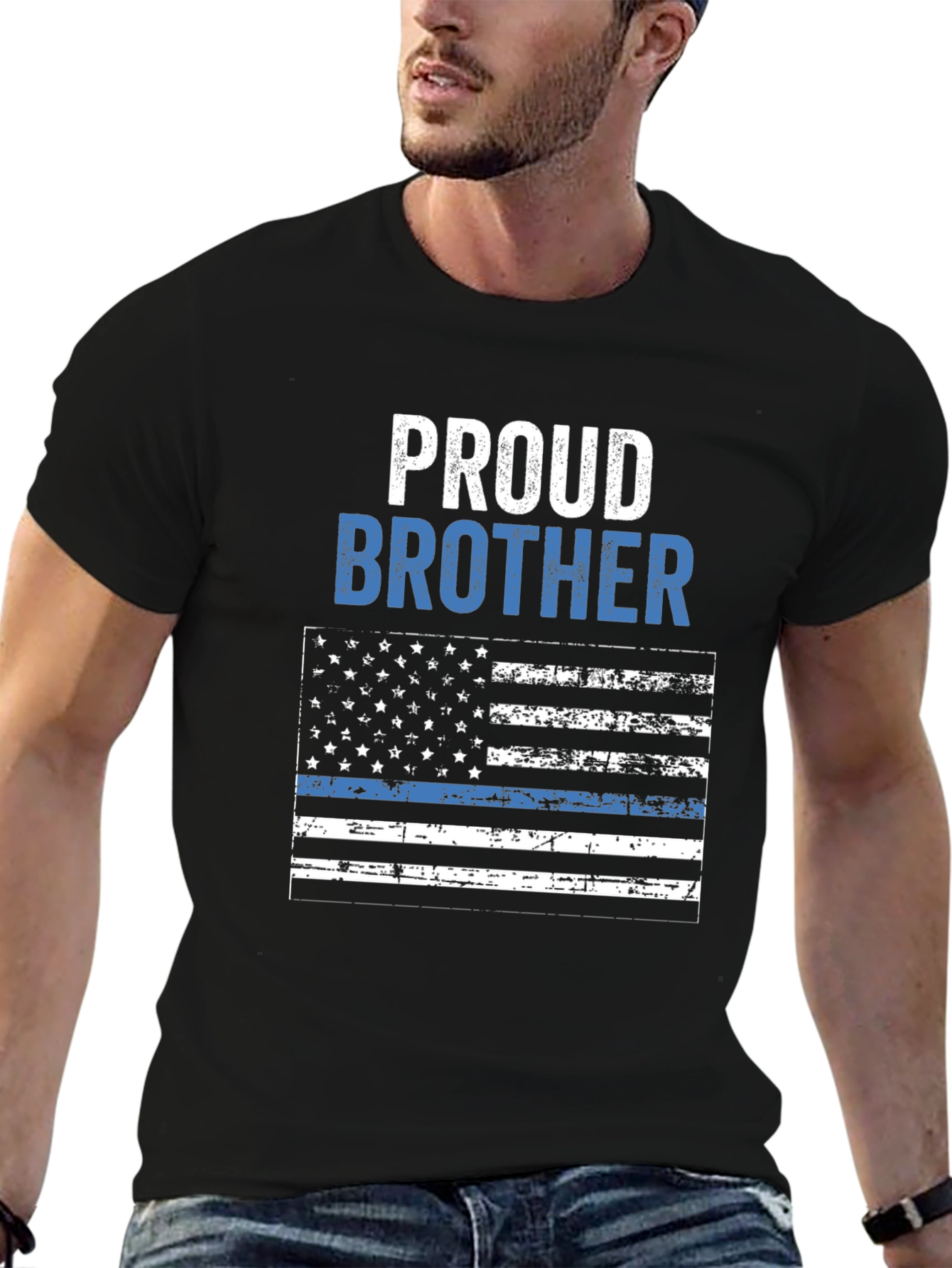 Proud Brother Thin Blue Line Flag T-Shirt