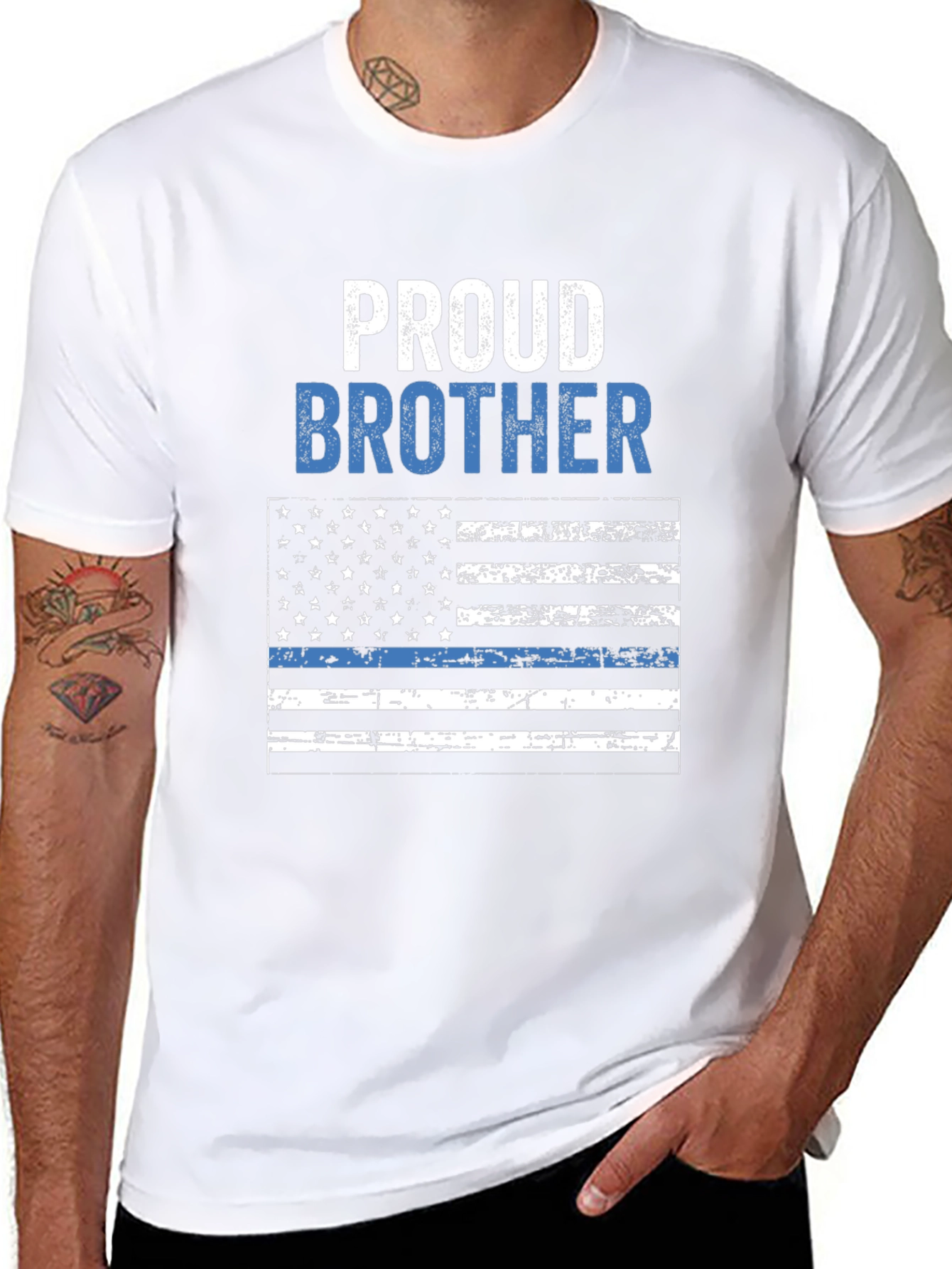 Proud Brother Thin Blue Line Flag T-Shirt