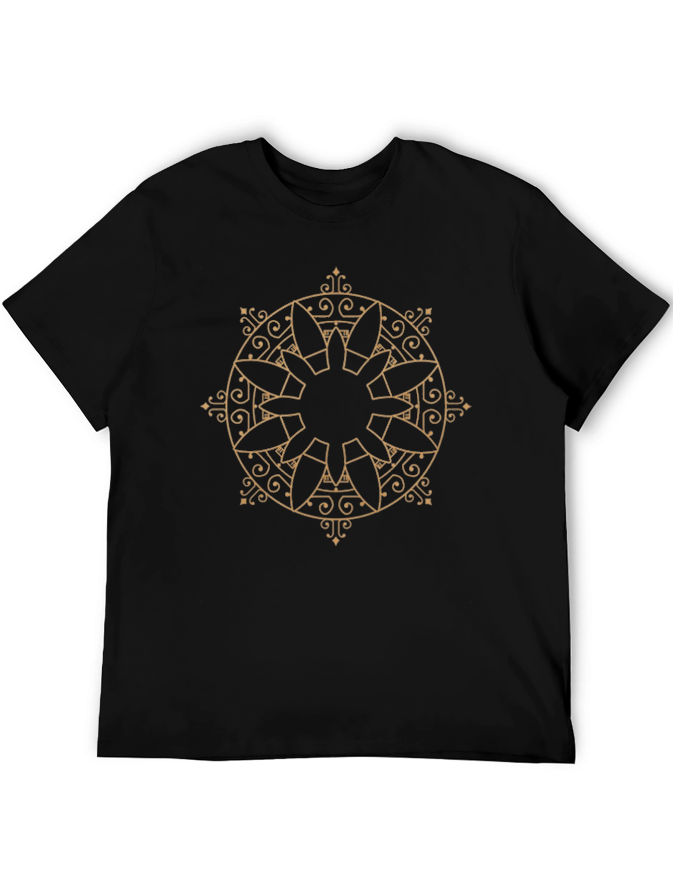 Geometric Mandala Graphic Black Tee