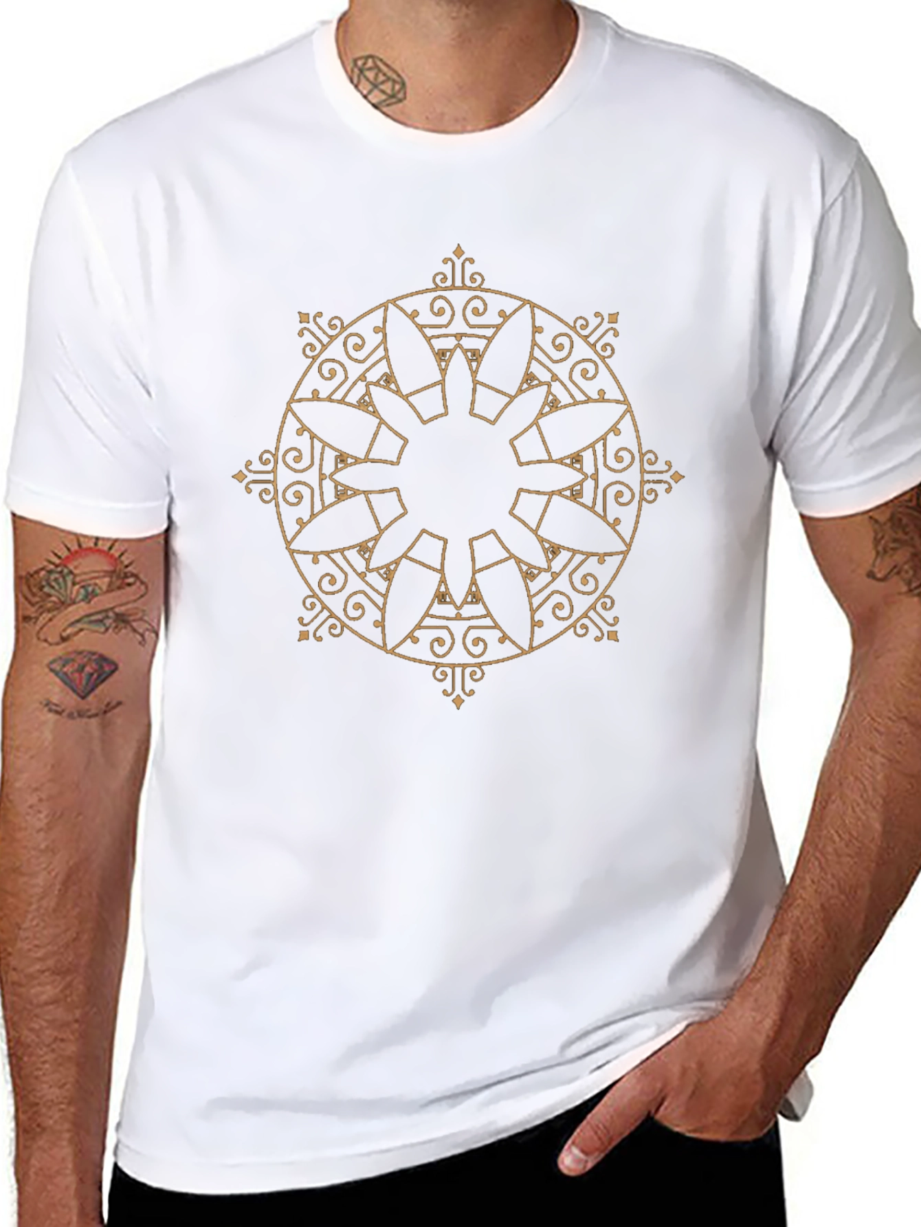 Geometric Mandala Graphic Black Tee