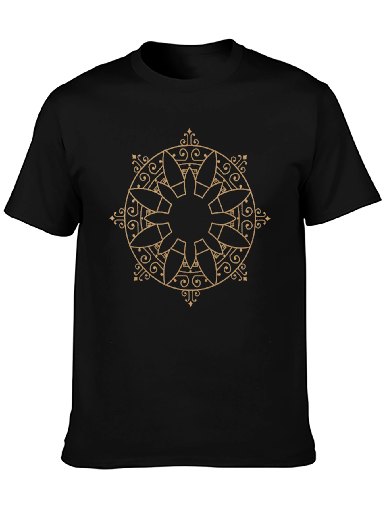 Geometric Mandala Graphic Black Tee