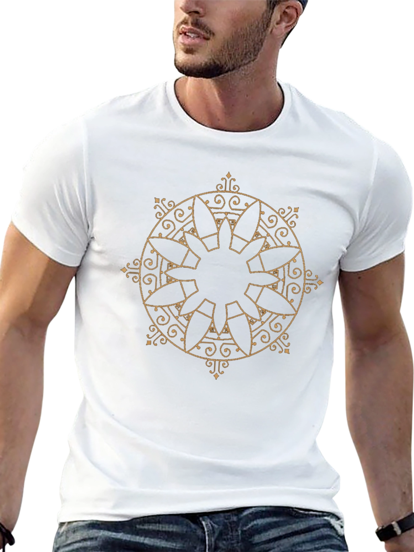 Geometric Mandala Graphic Black Tee