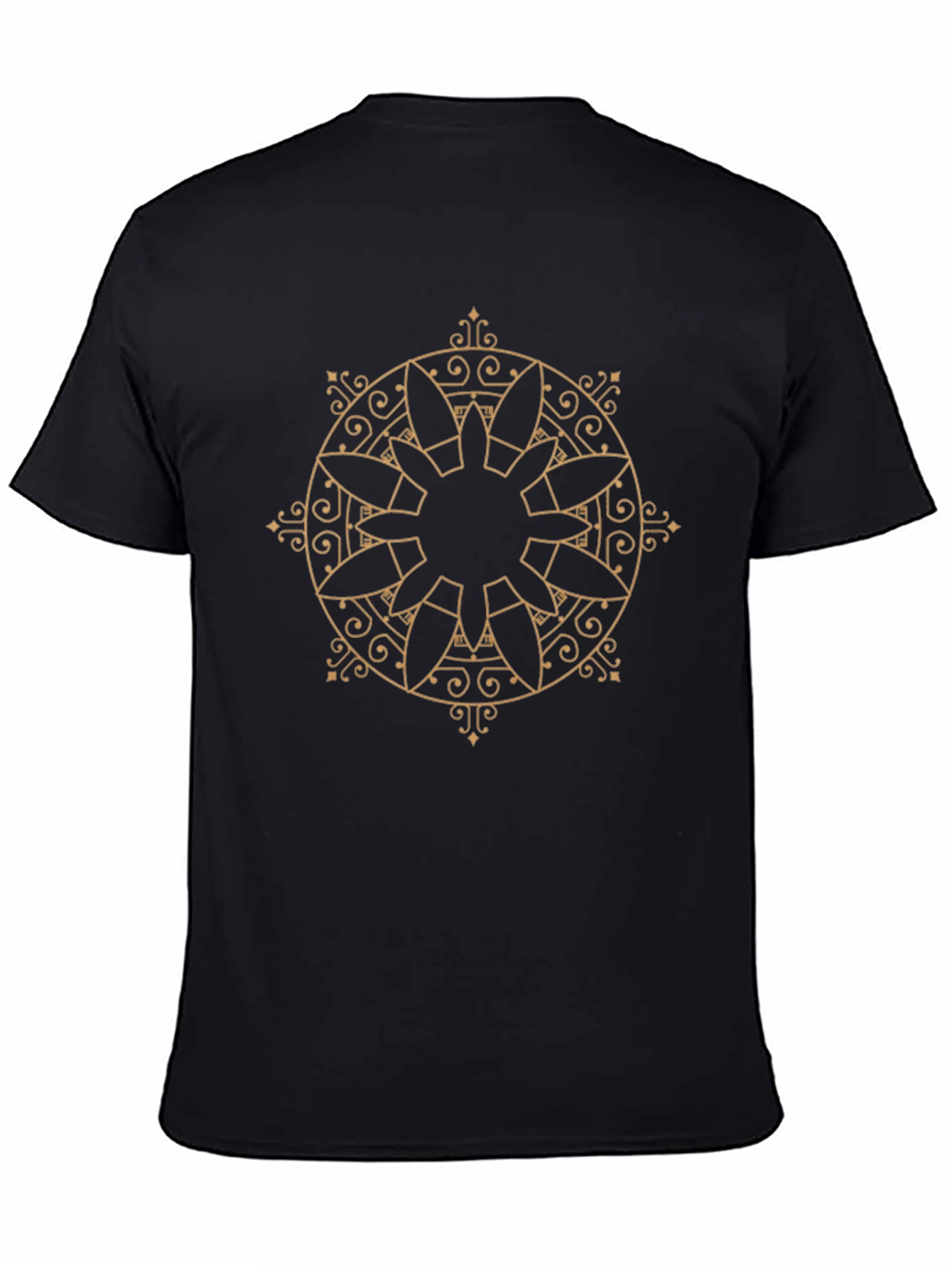 Geometric Mandala Graphic Black Tee