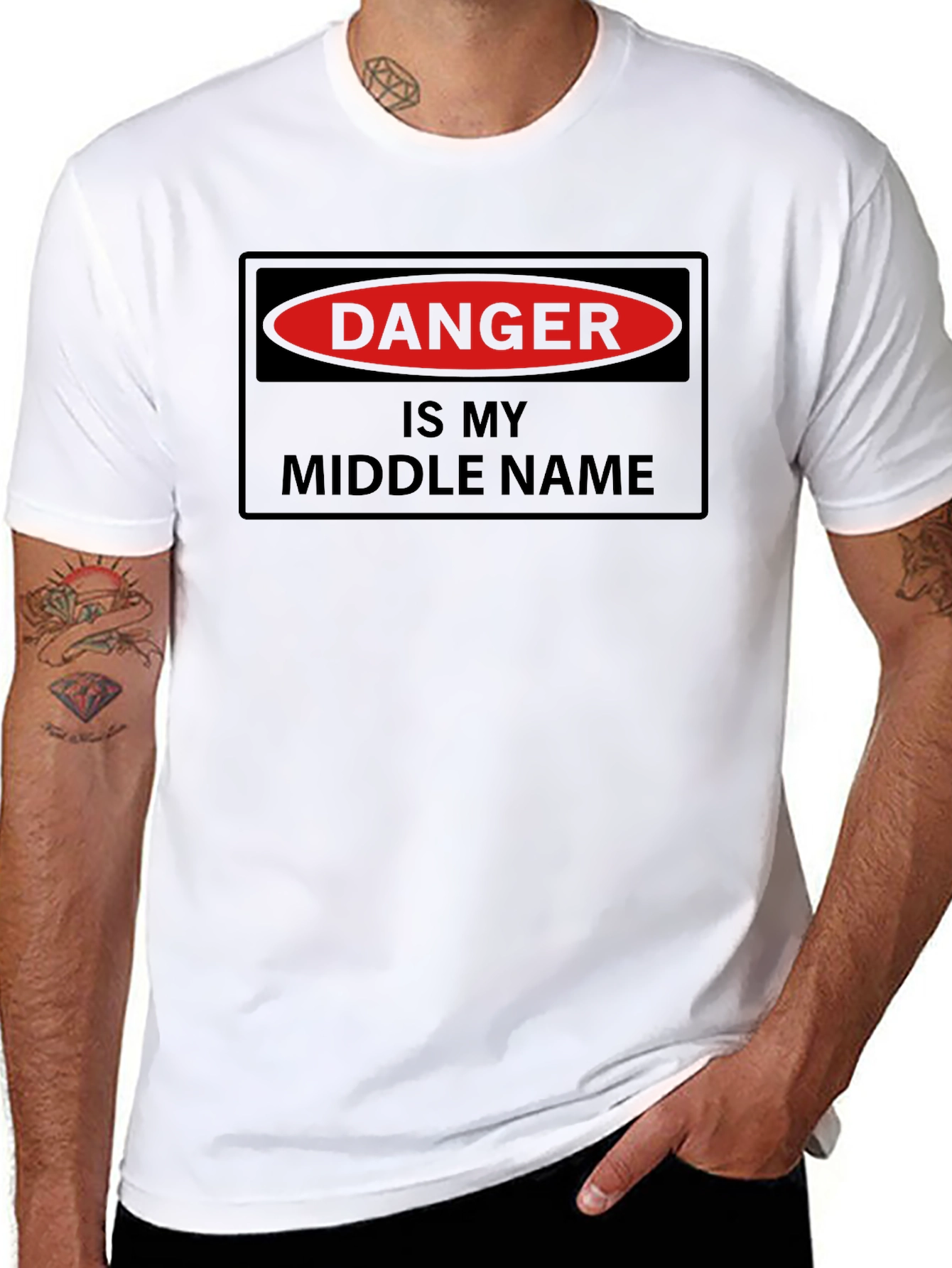 Danger Is My Middle Name - Novelty Graphic T-Shirt