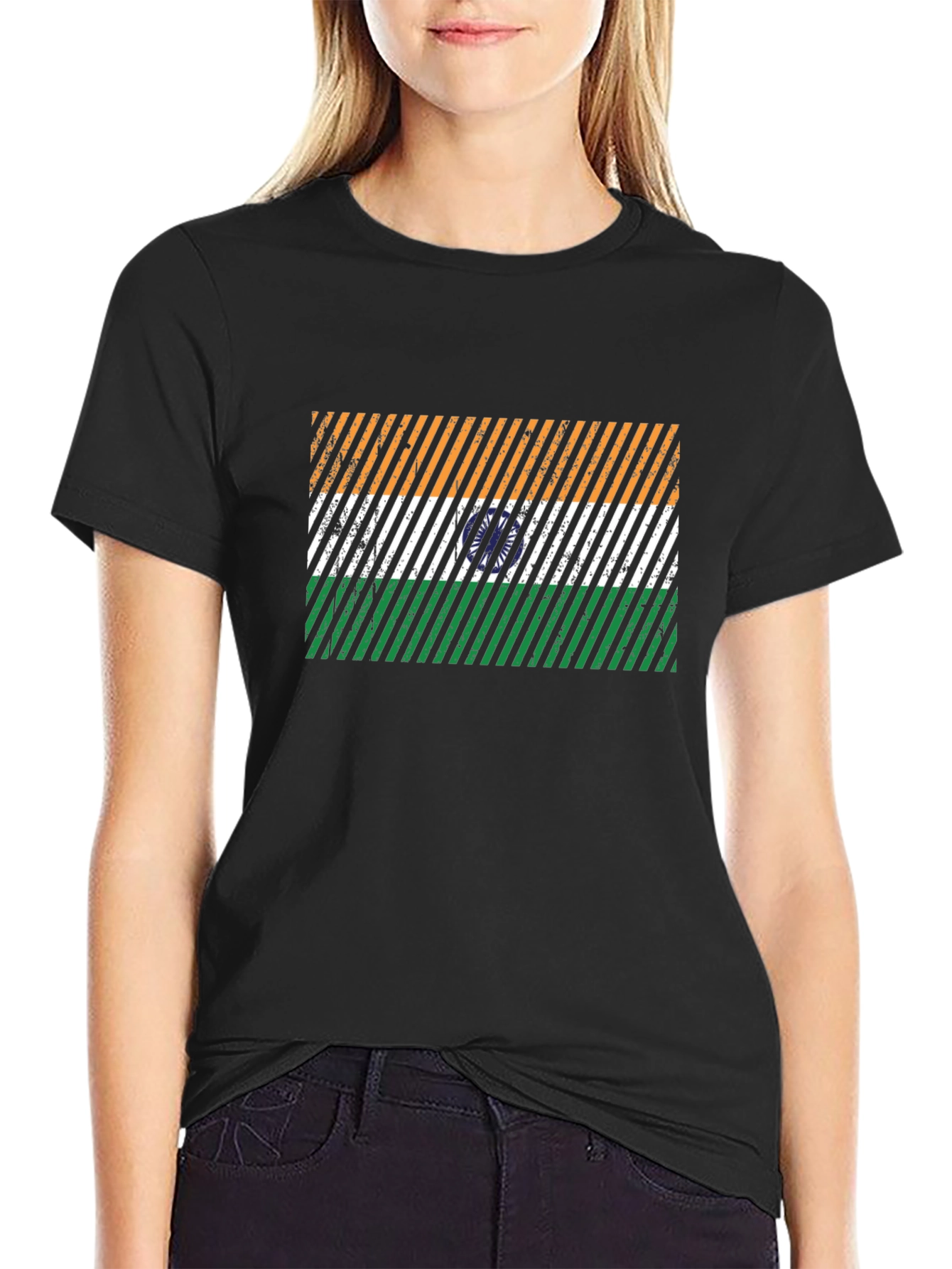 India Flag Graphic Tee - Mens Black T-Shirt