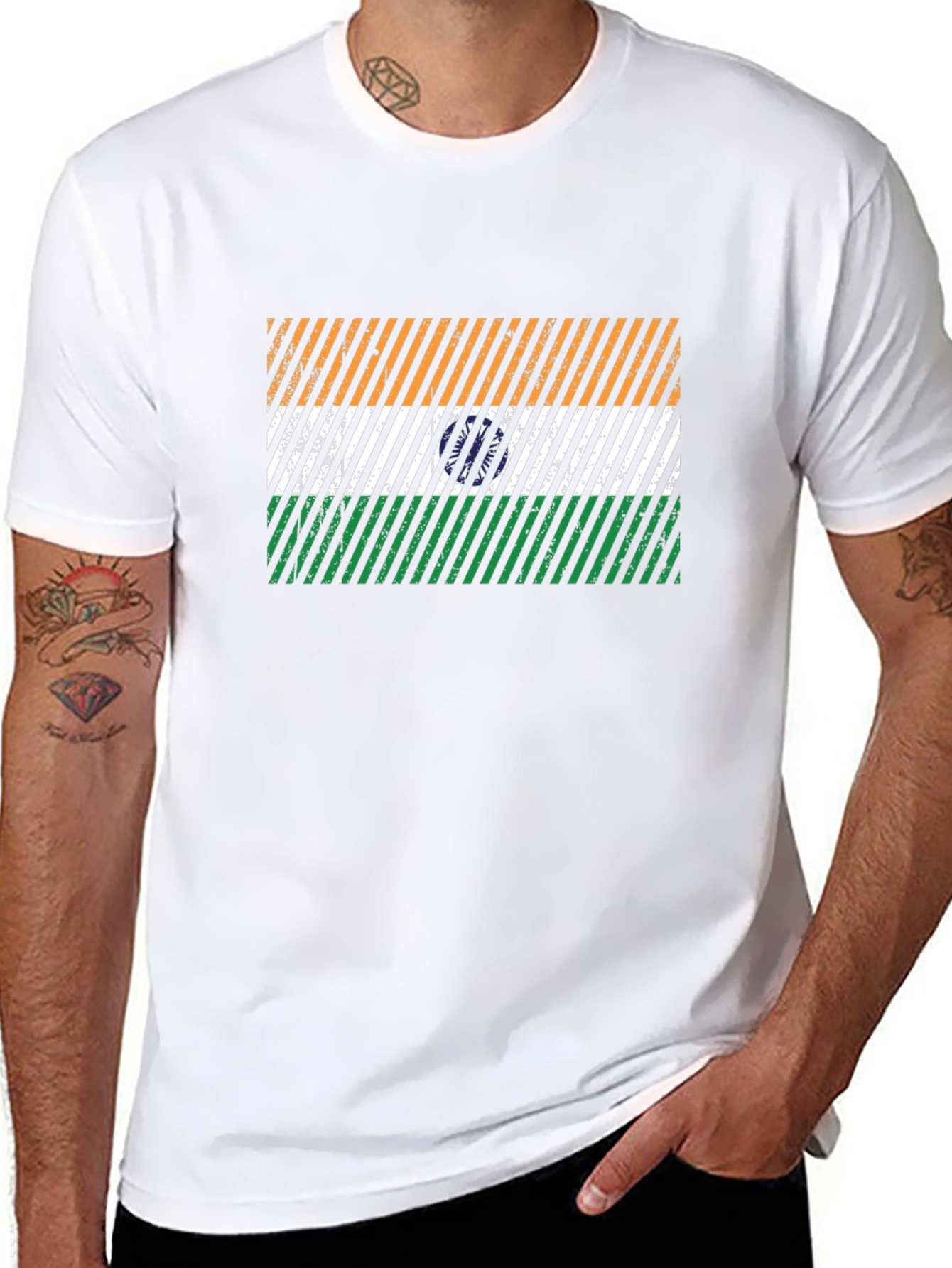 India Flag Graphic Tee - Mens Black T-Shirt