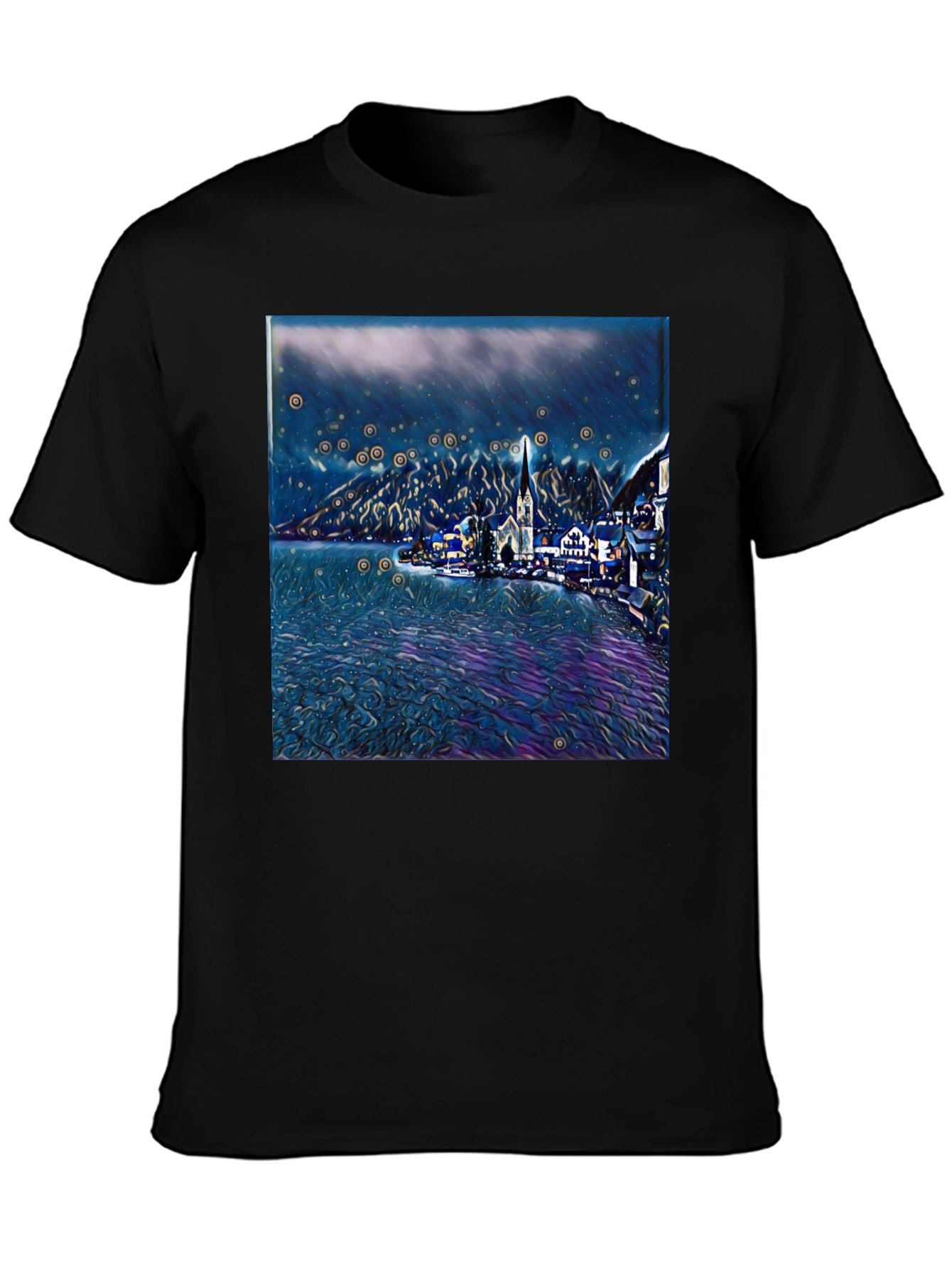Night Lake Town Graphic Tee