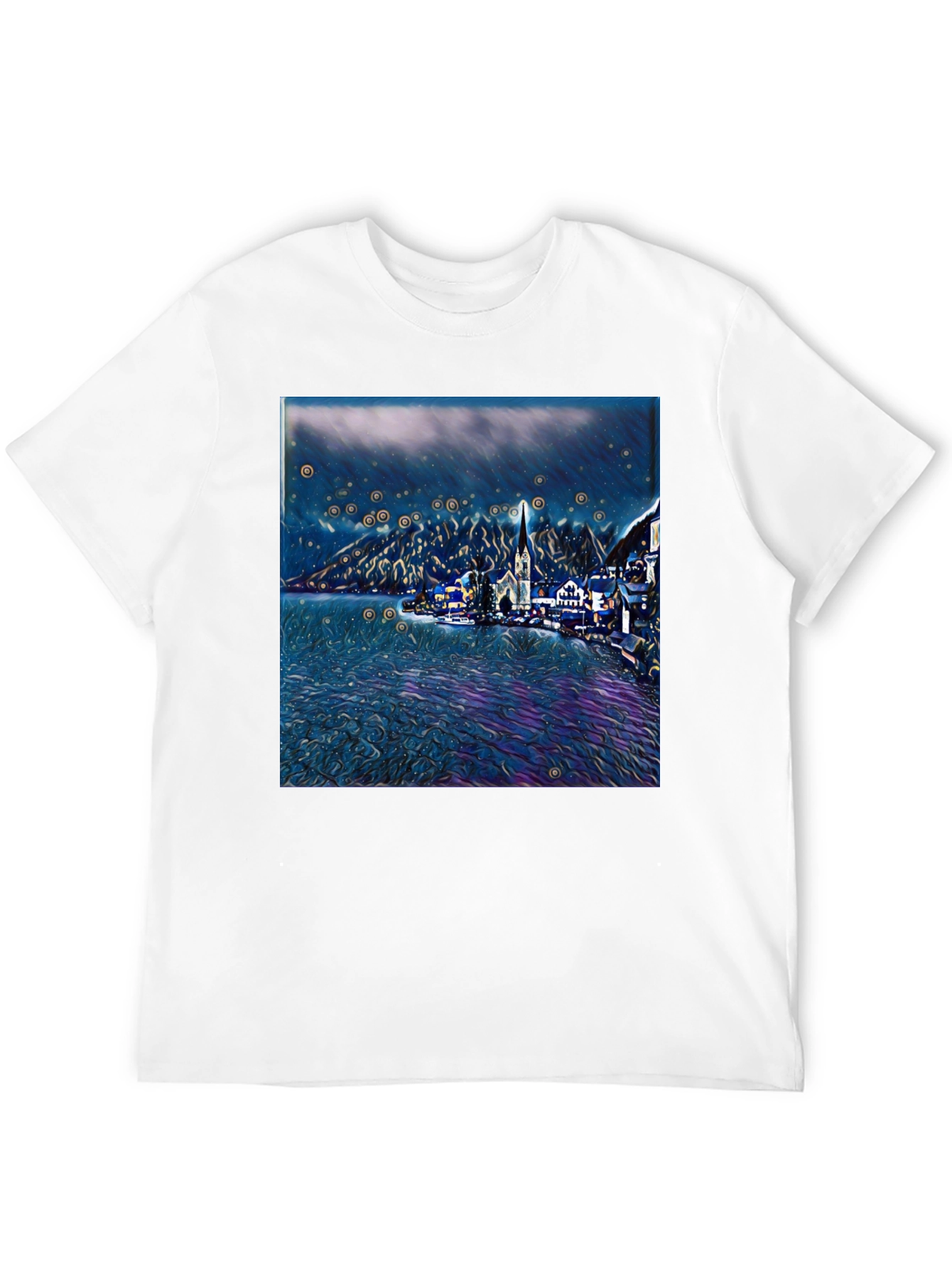 Night Lake Town Graphic Tee