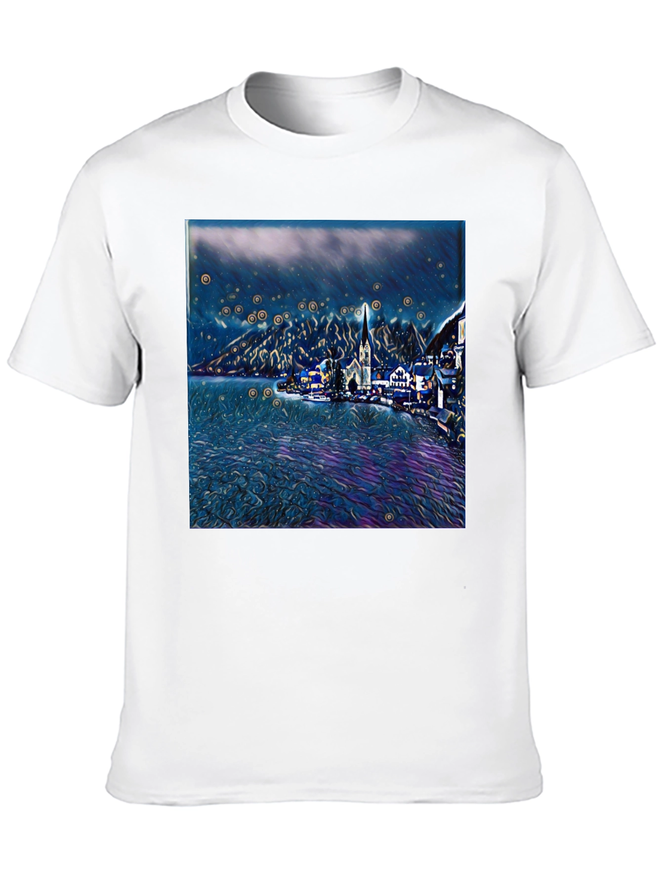 Night Lake Town Graphic Tee