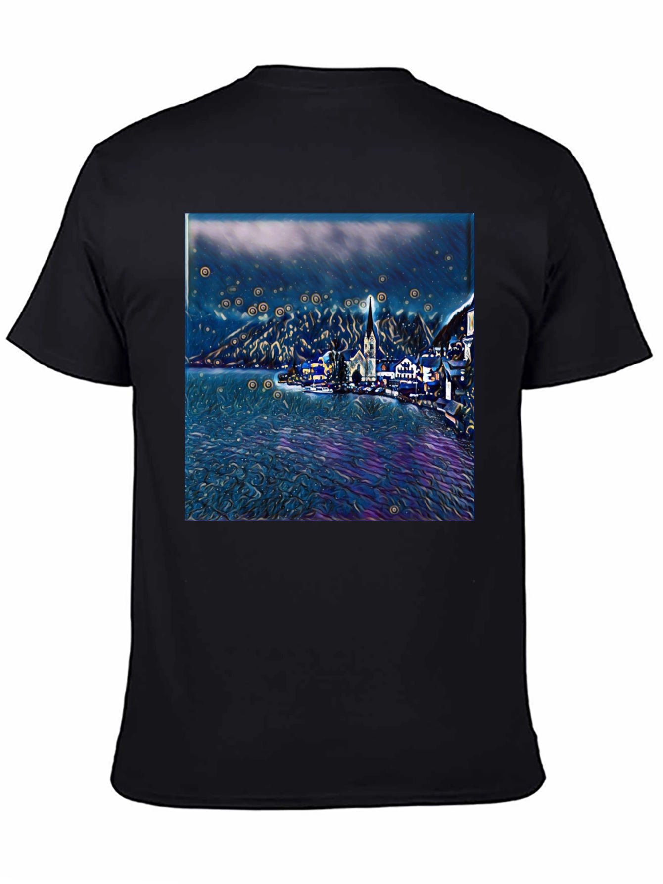 Night Lake Town Graphic Tee
