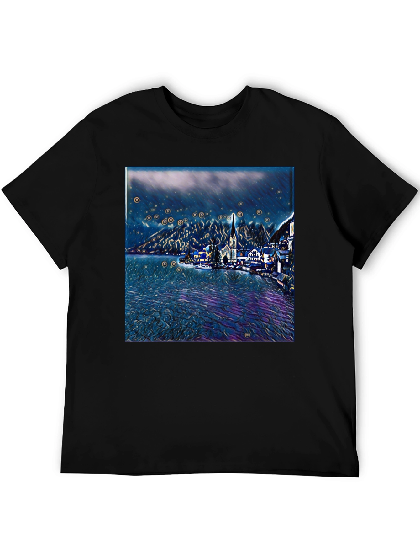 Night Lake Town Graphic Tee