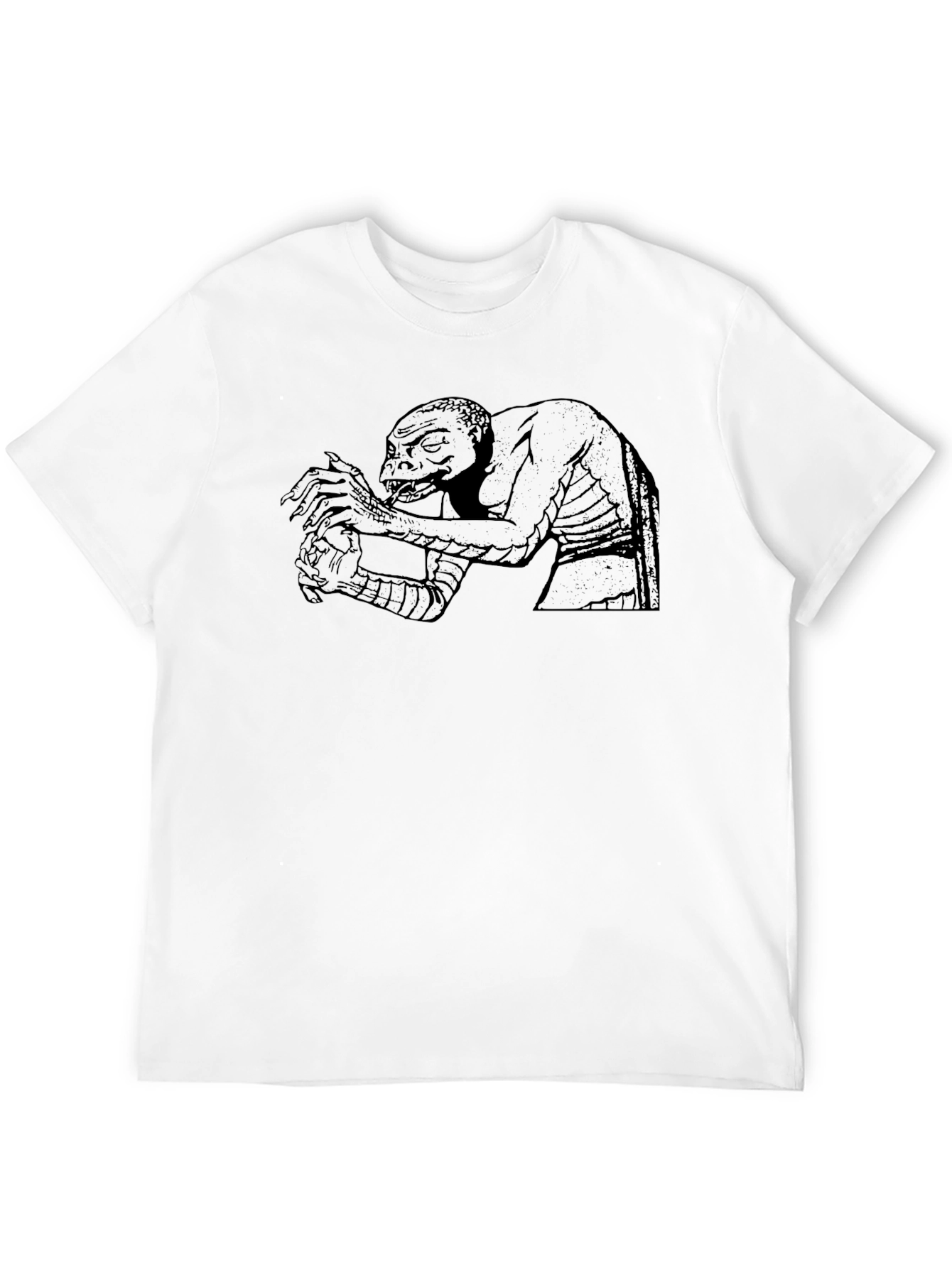 Reptilian Humanoid Graphic T-Shirt - Black