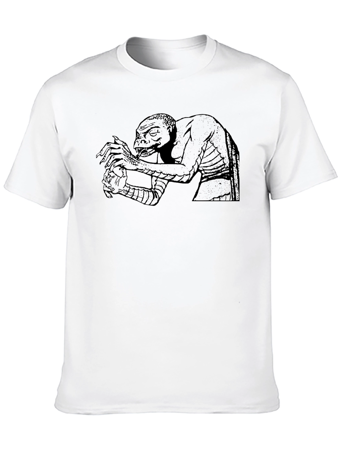Reptilian Humanoid Graphic T-Shirt - Black