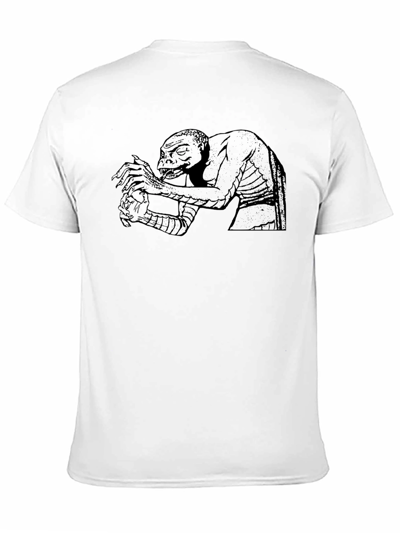 Reptilian Humanoid Graphic T-Shirt - Black
