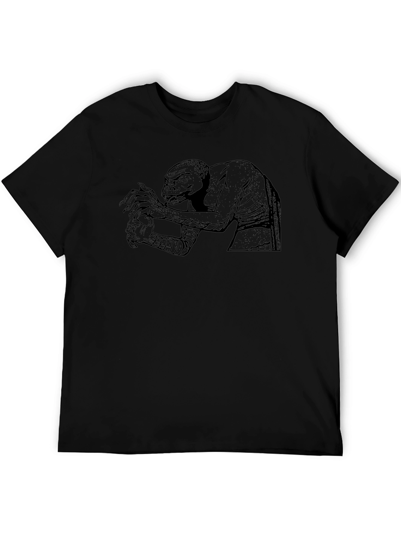 Reptilian Humanoid Graphic T-Shirt - Black