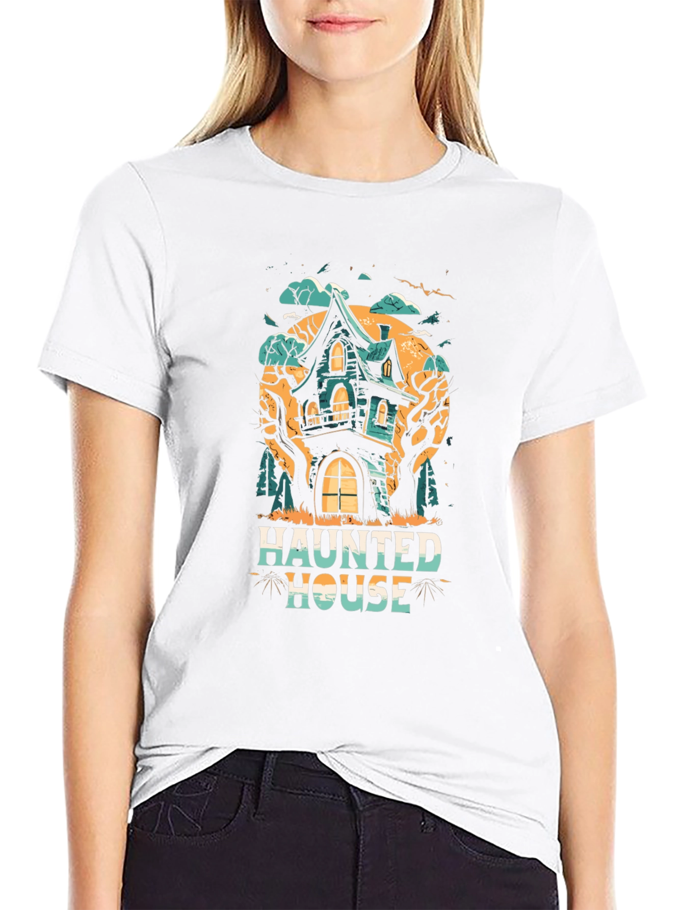 Haunted House Graphic Tee - Spooky Season T-Shirt