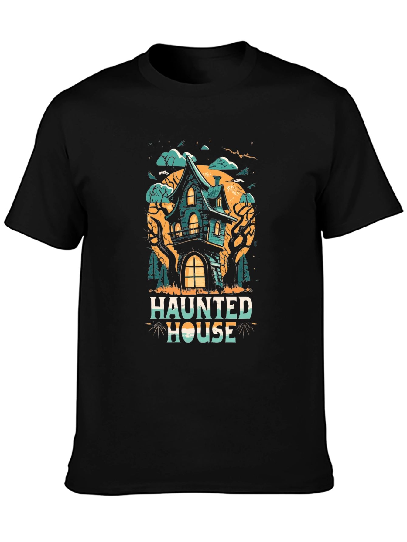 Haunted House Graphic Tee - Spooky Season T-Shirt