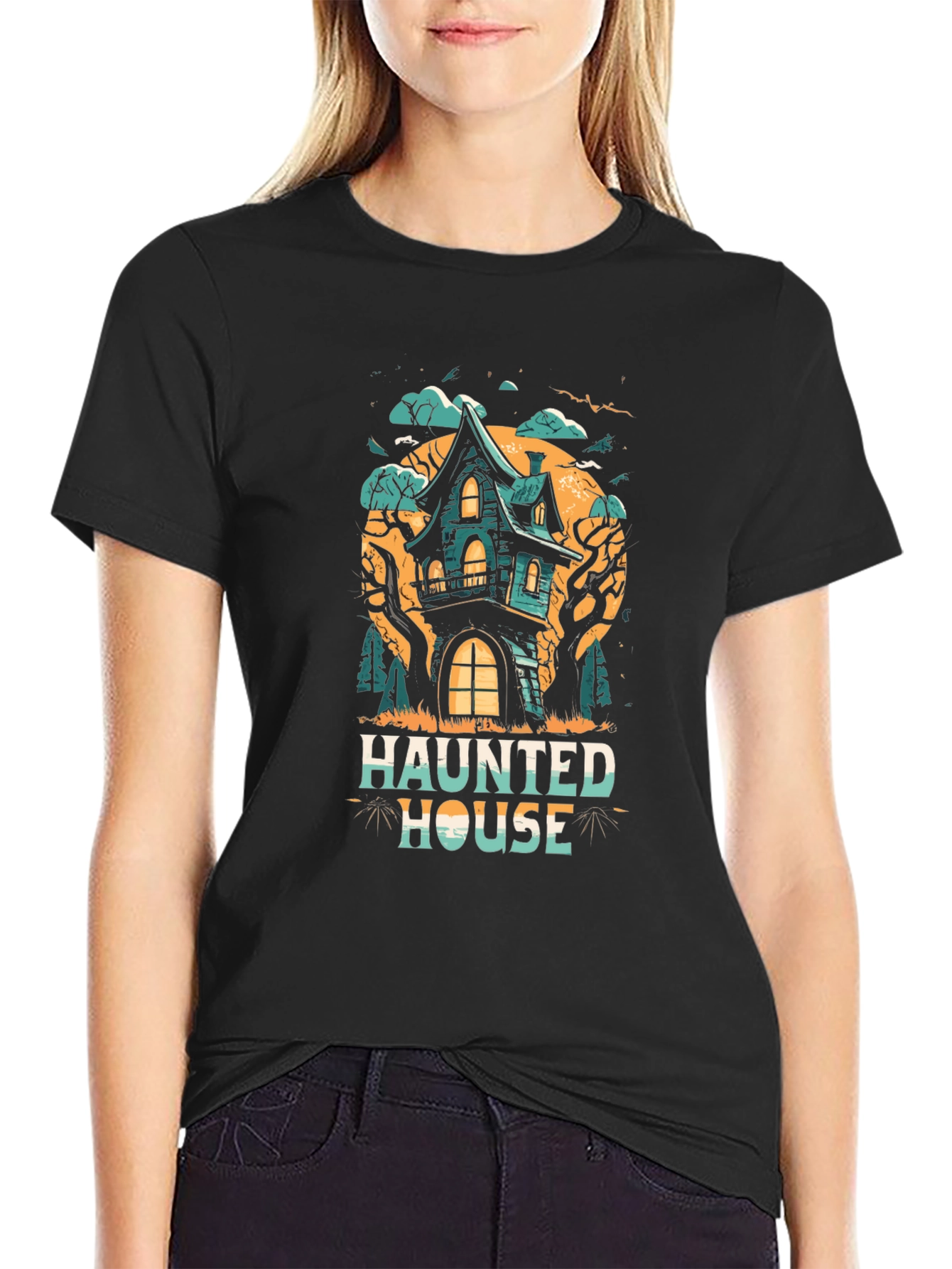 Haunted House Graphic Tee - Spooky Season T-Shirt