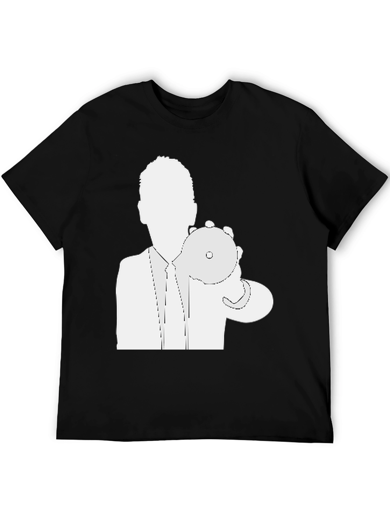 Mans Black T-Shirt - Silhouette Holding CD