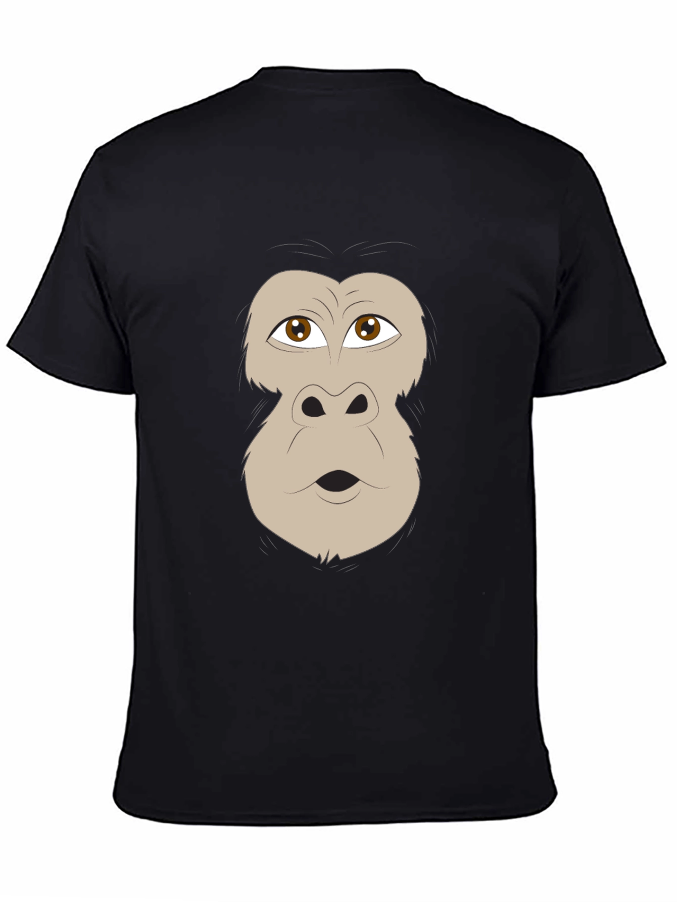 Funny Gorilla Face Graphic Black T-Shirt