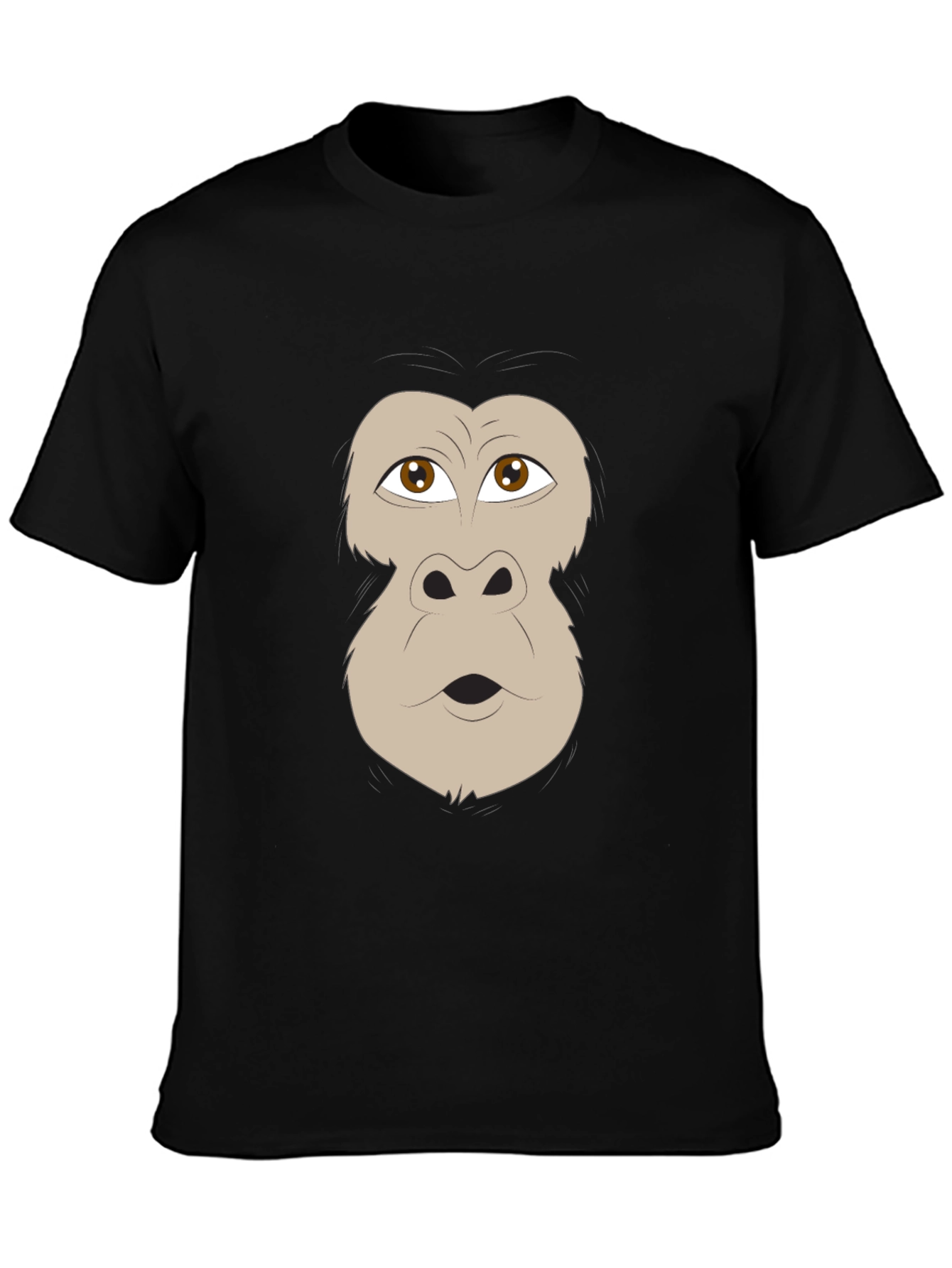 Funny Gorilla Face Graphic Black T-Shirt