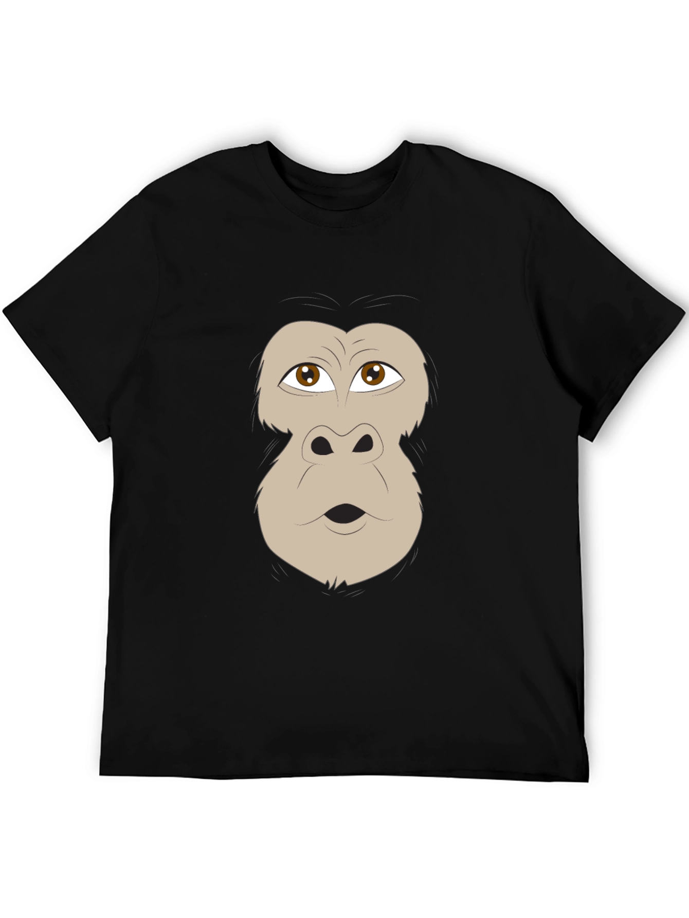 Funny Gorilla Face Graphic Black T-Shirt