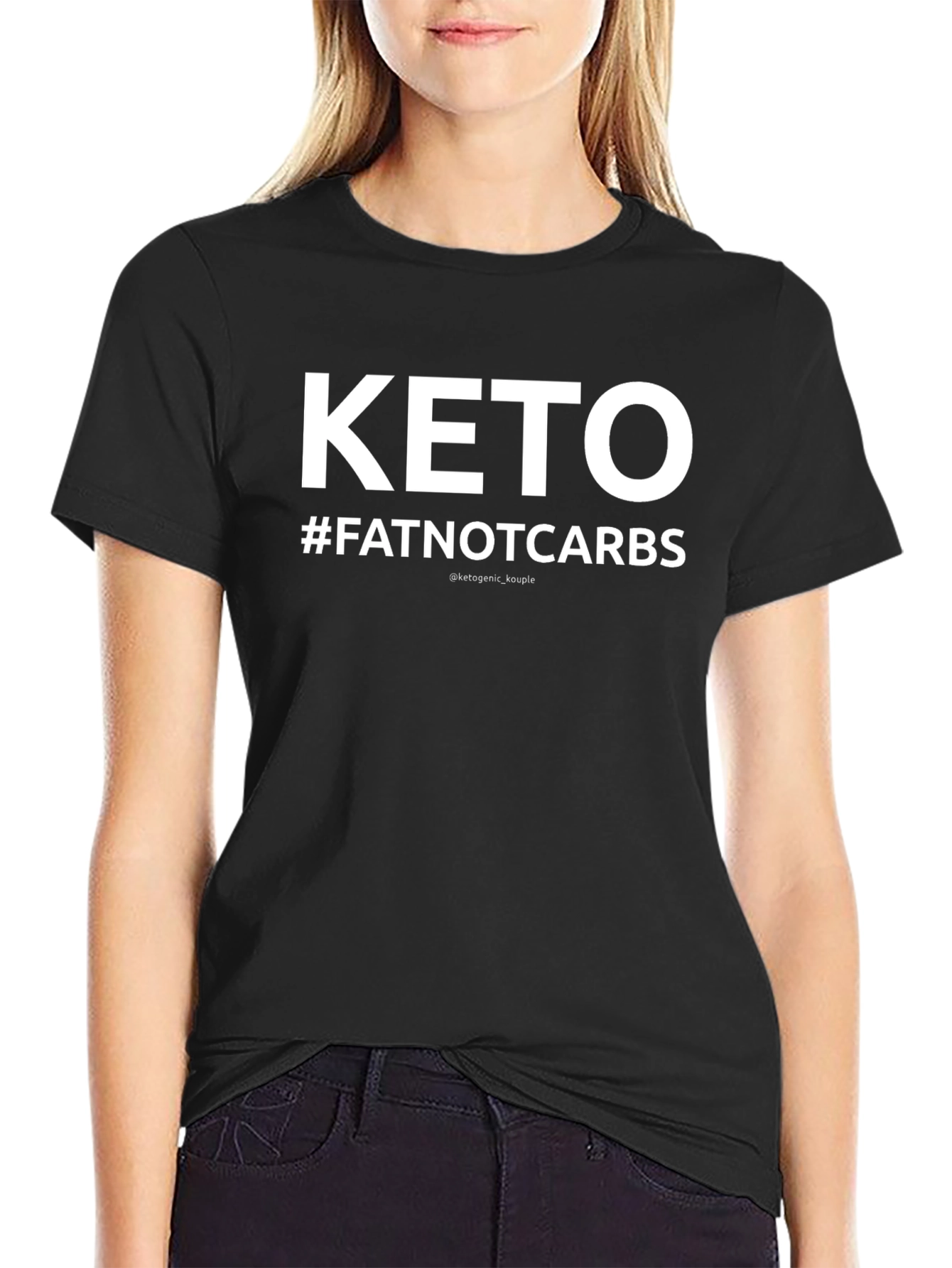 Keto #FATNOTCARBS Black T-Shirt