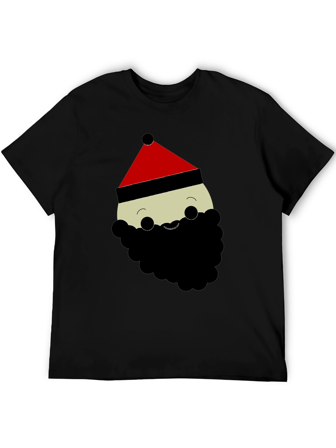 Santa Cartoon Graphic Black T-Shirt
