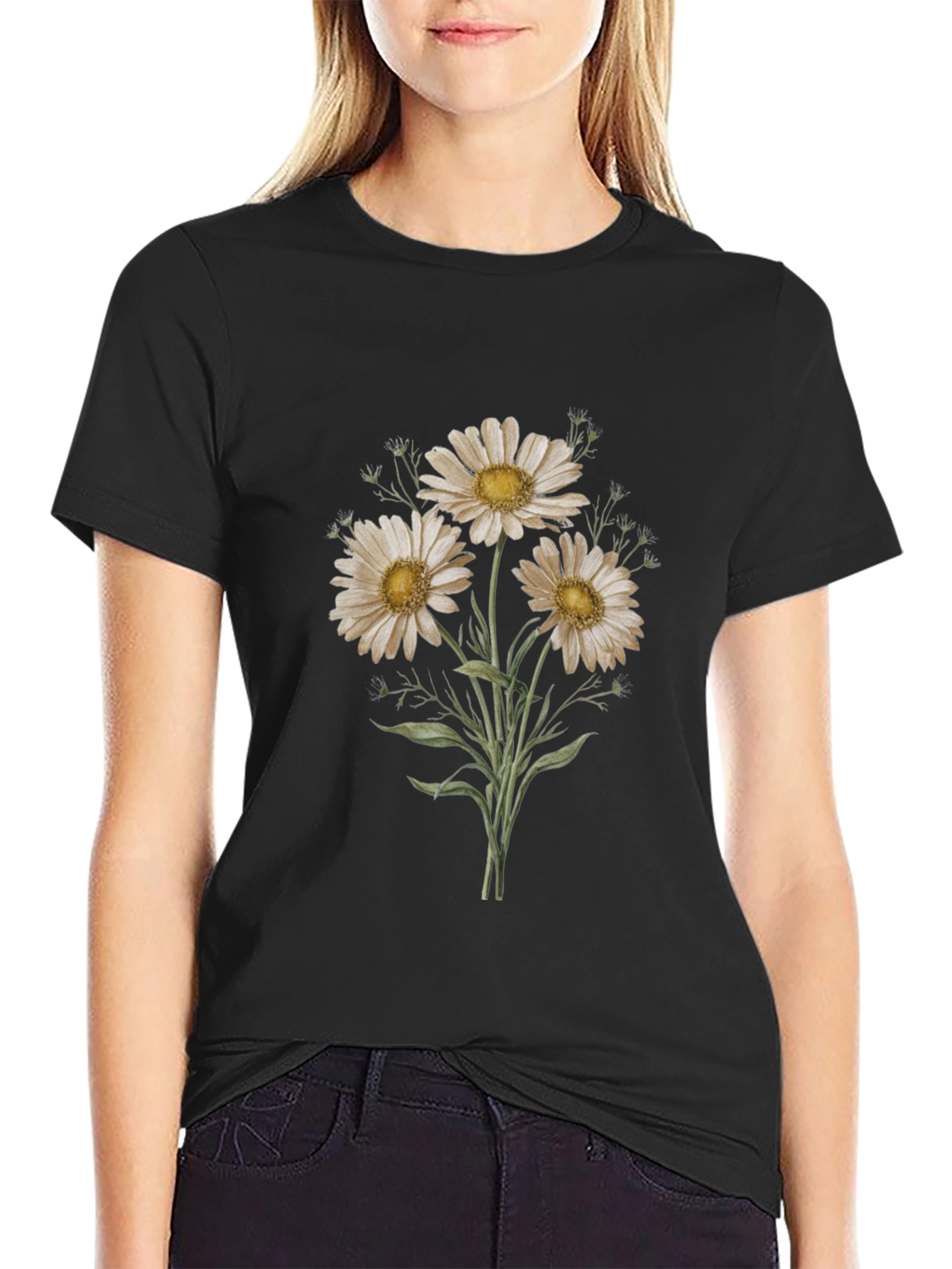 Daisy Graphic Tee - Black Unisex T-Shirt