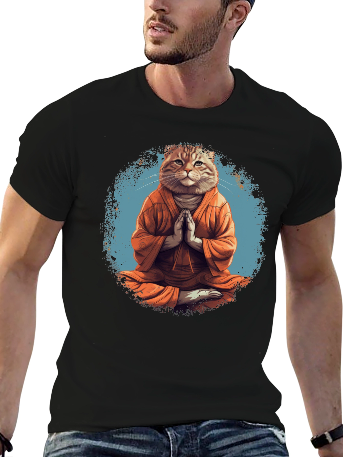 Zen Cat Meditation T-Shirt - Relaxed Fit