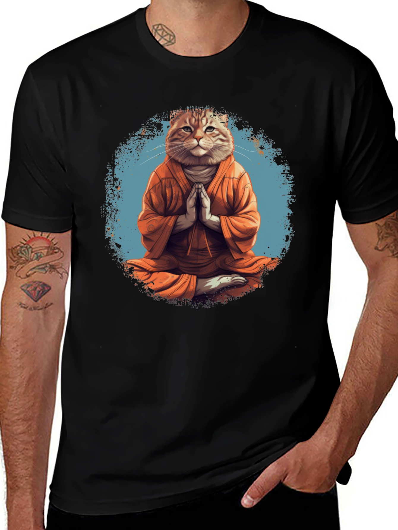Zen Cat Meditation T-Shirt - Relaxed Fit