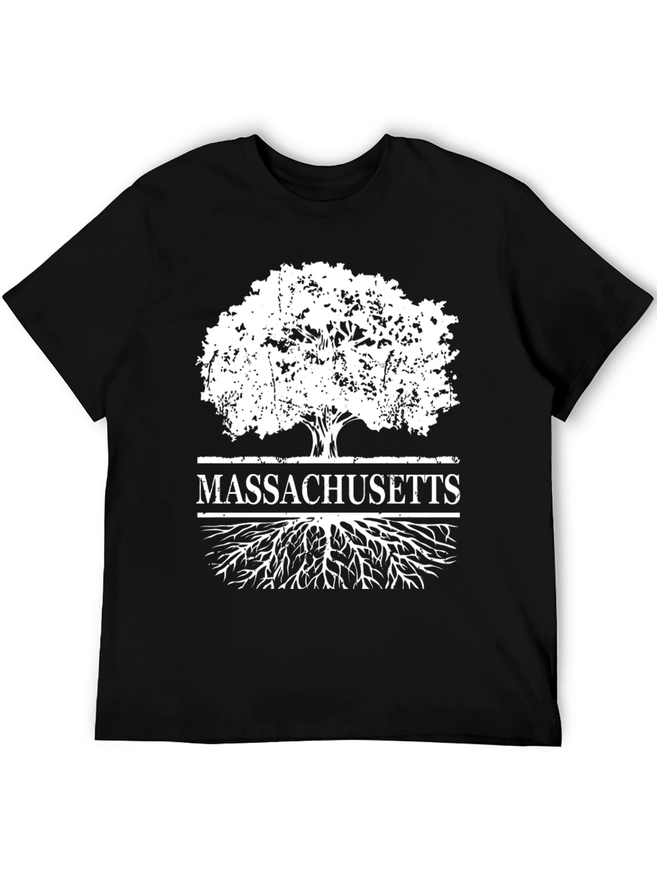 Massachusetts Tree Roots Black T-Shirt
