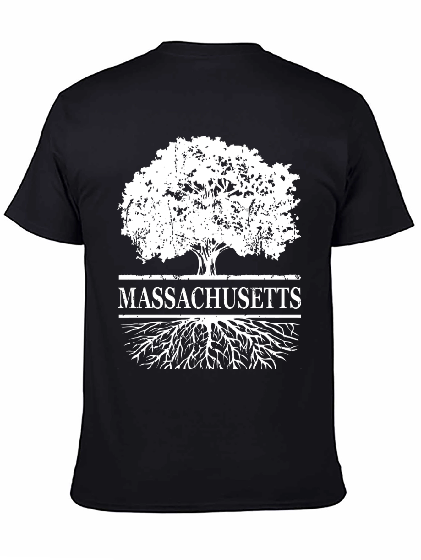 Massachusetts Tree Roots Black T-Shirt