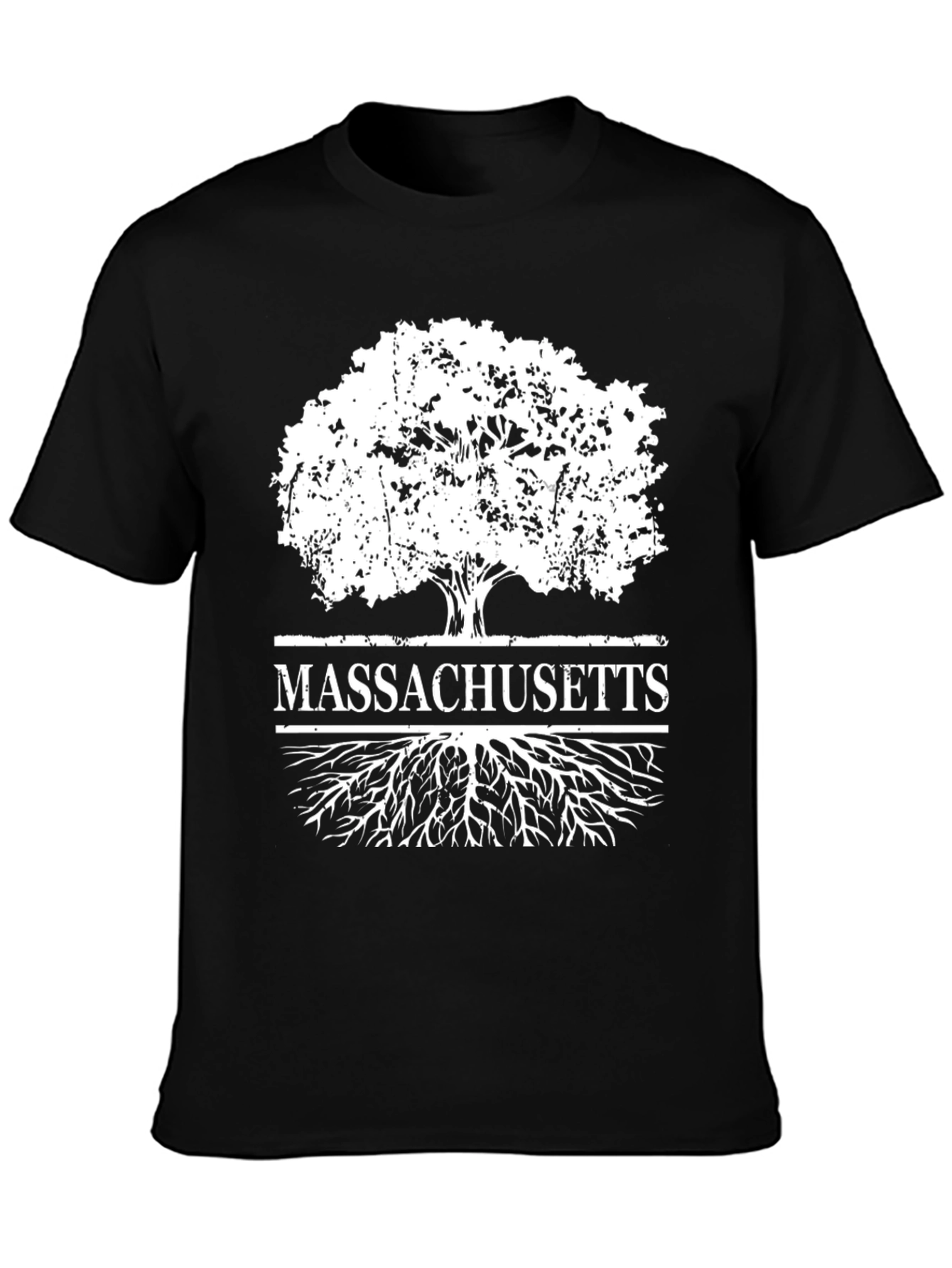 Massachusetts Tree Roots Black T-Shirt