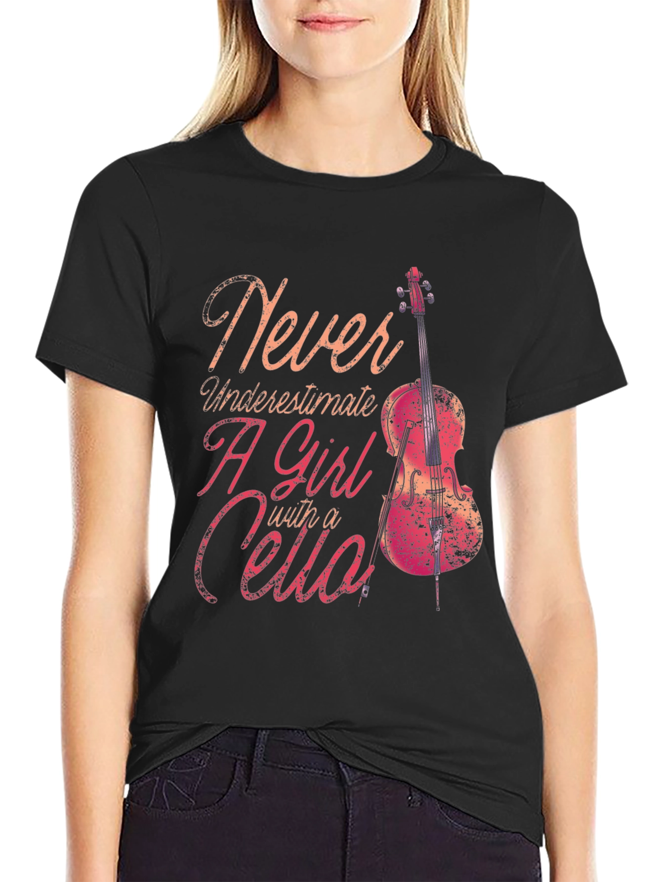 Never Underestimate A Girl With Cello T-Shirt