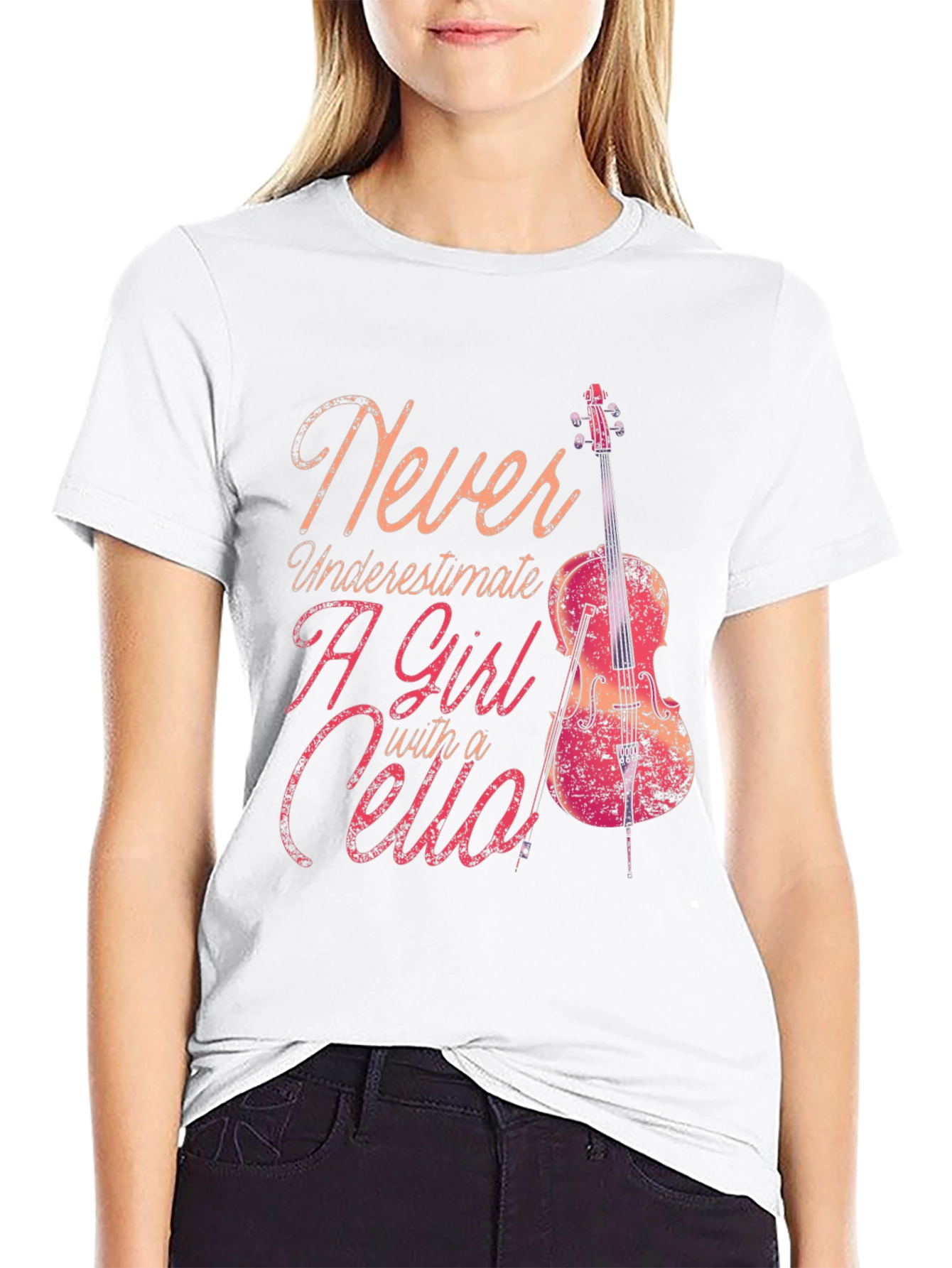 Never Underestimate A Girl With Cello T-Shirt