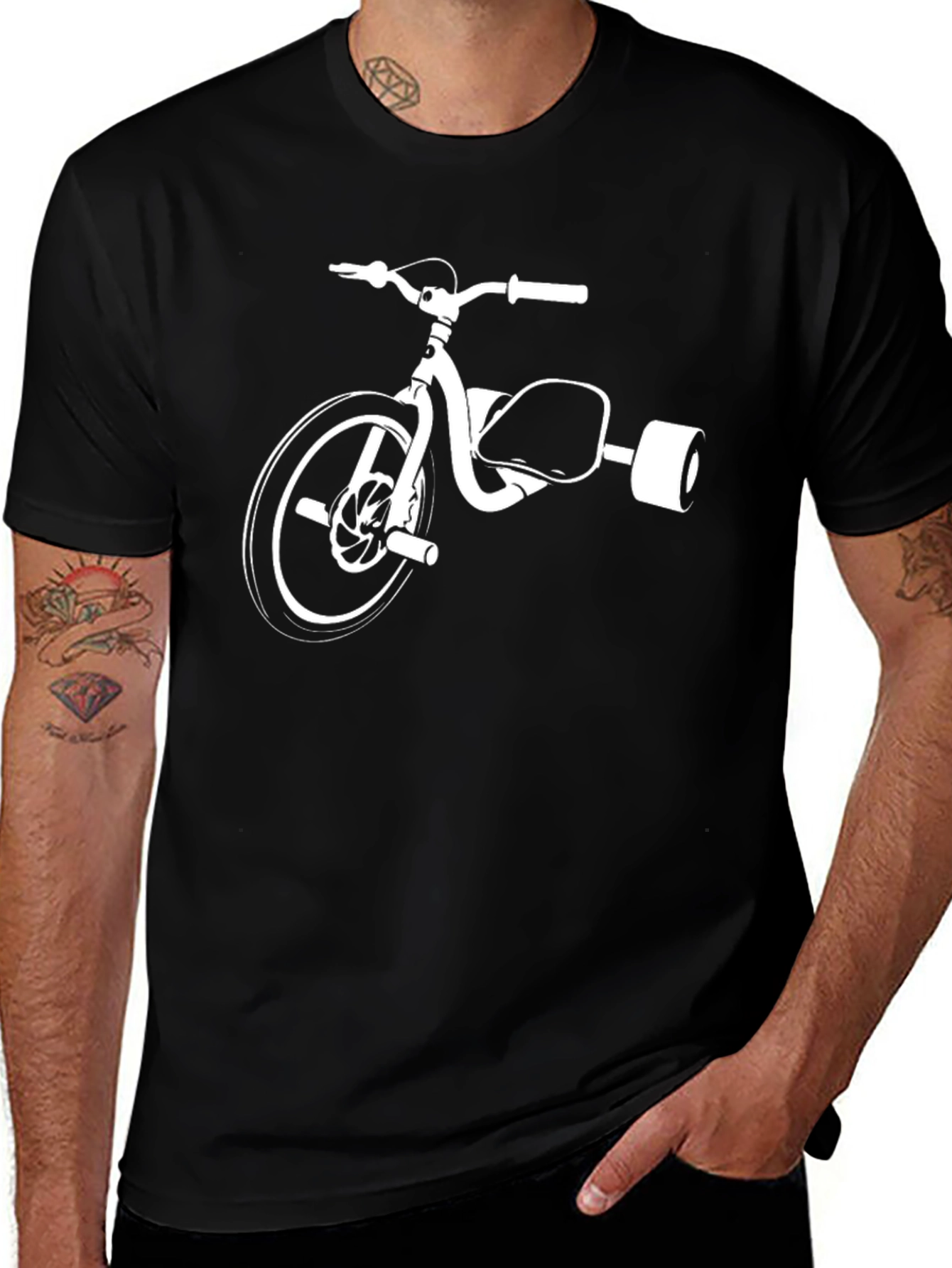 Black T-Shirt with Tricycle Design