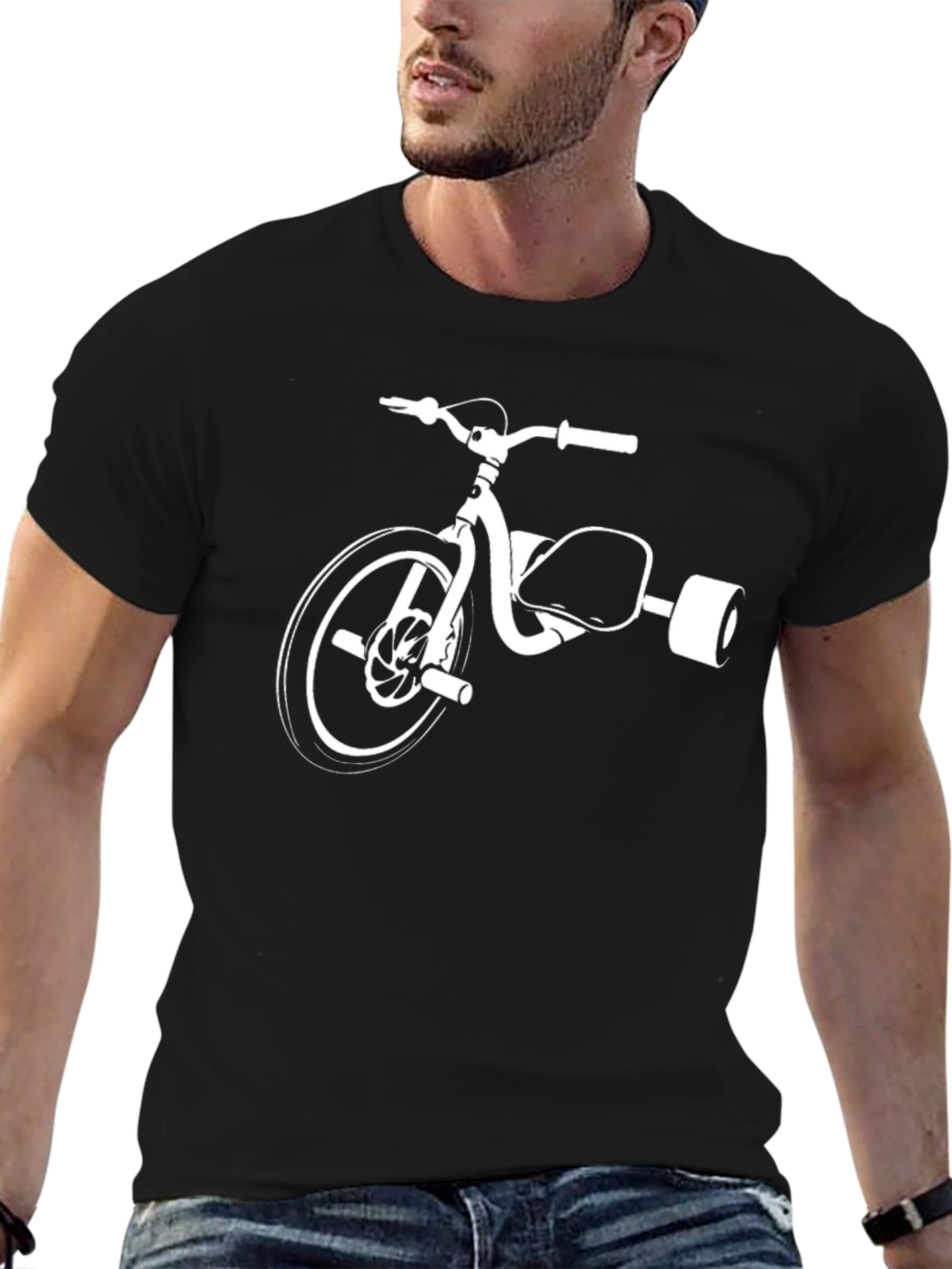Black T-Shirt with Tricycle Design