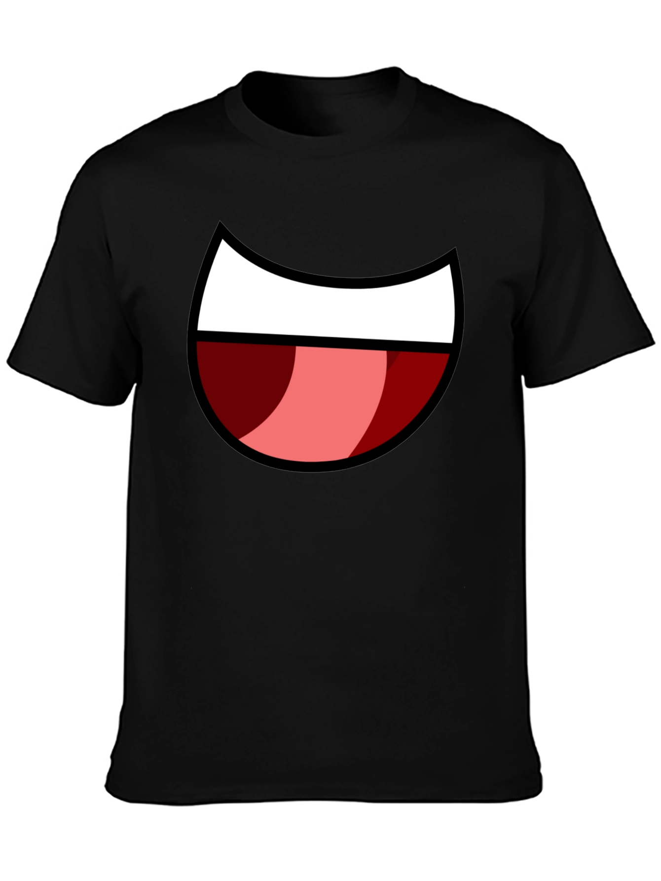 Cartoon Mouth Graphic Tee - Black Cotton Blend