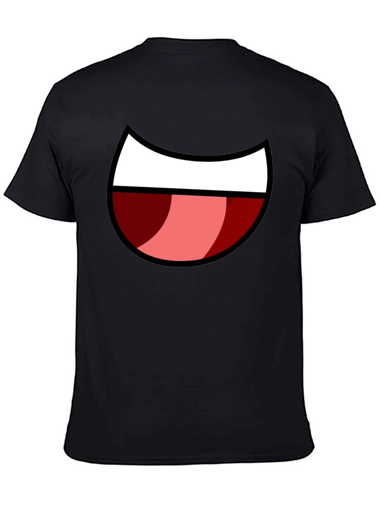 Cartoon Mouth Graphic Tee - Black Cotton Blend