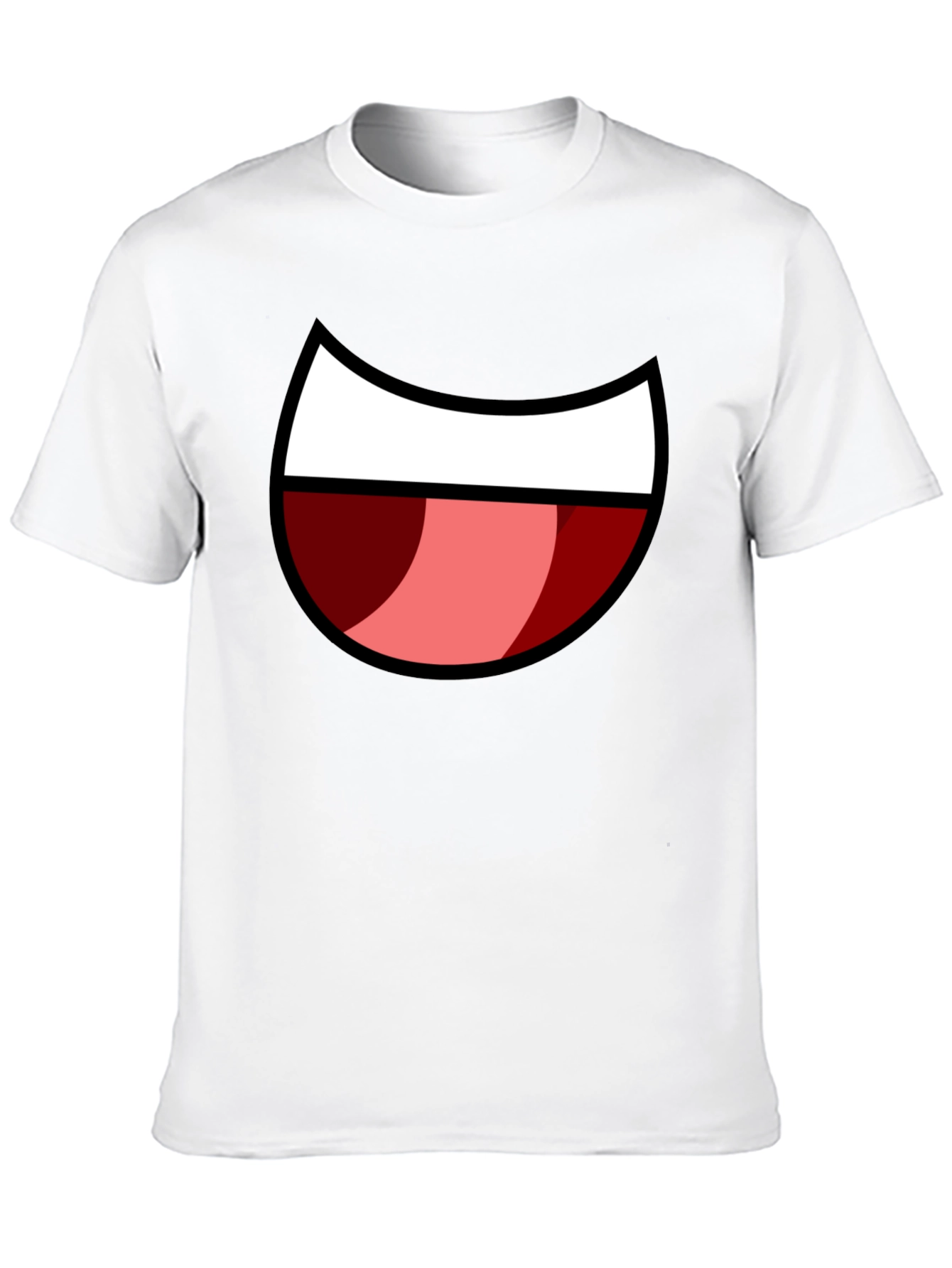 Cartoon Mouth Graphic Tee - Black Cotton Blend