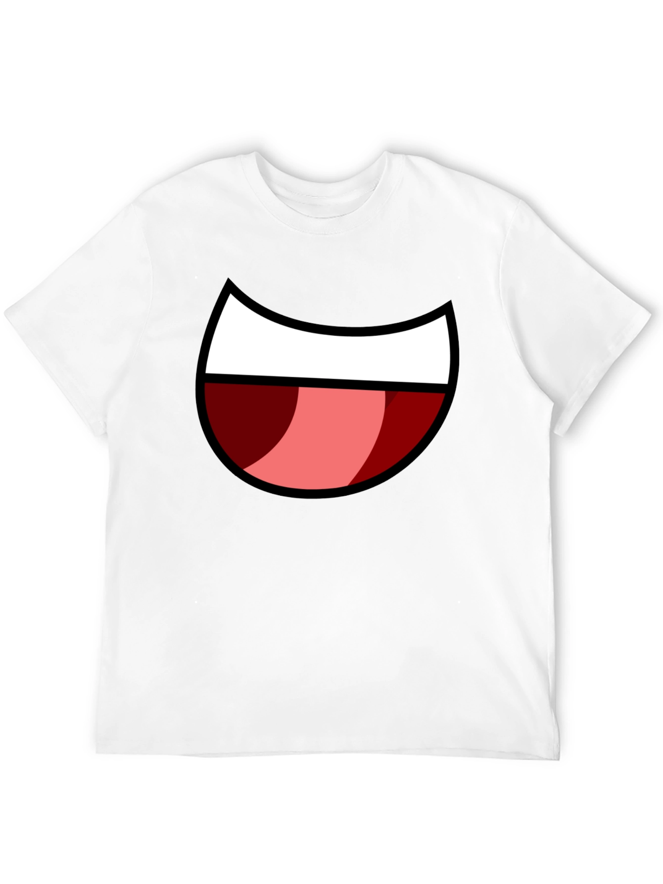 Cartoon Mouth Graphic Tee - Black Cotton Blend