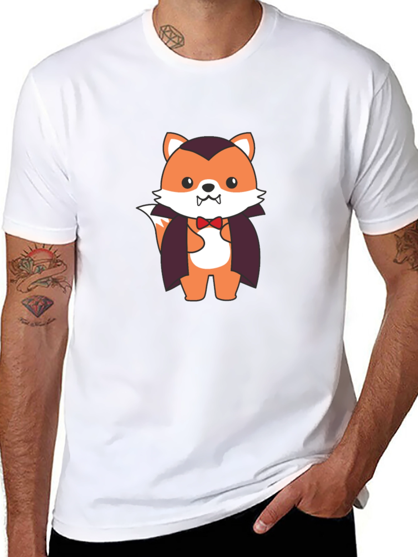 Vampire Fox Graphic Tee - Spooky Cute T-Shirt