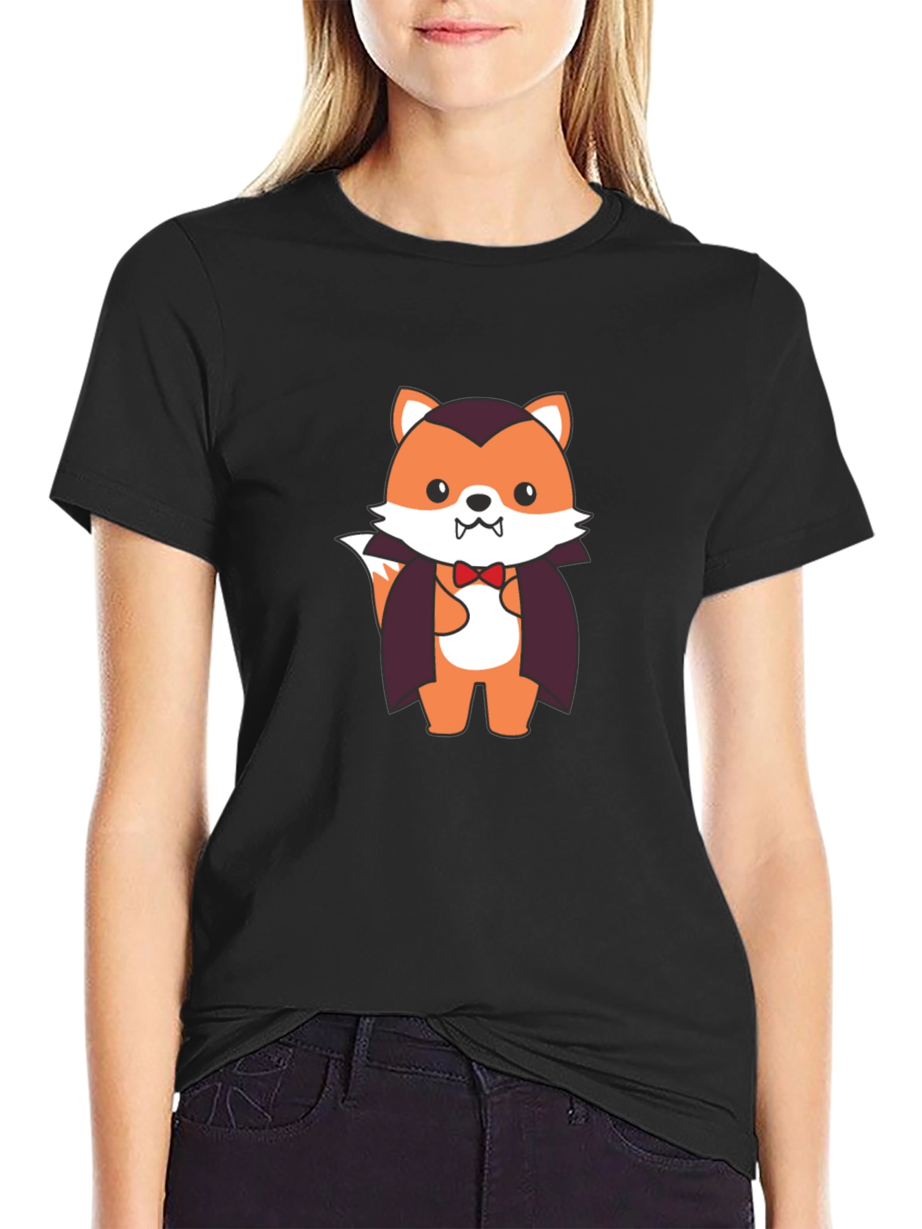 Vampire Fox Graphic Tee - Spooky Cute T-Shirt