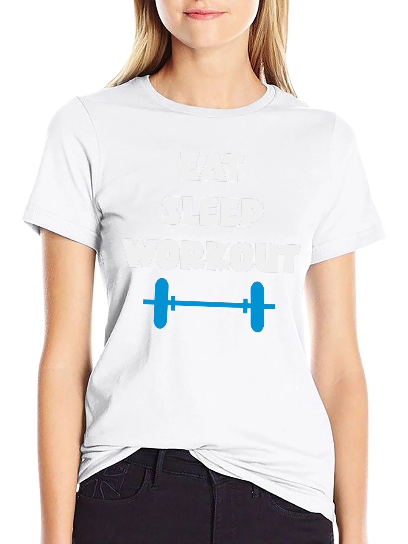 Eat Sleep Workout Black T-Shirt Gym Fitness Tee